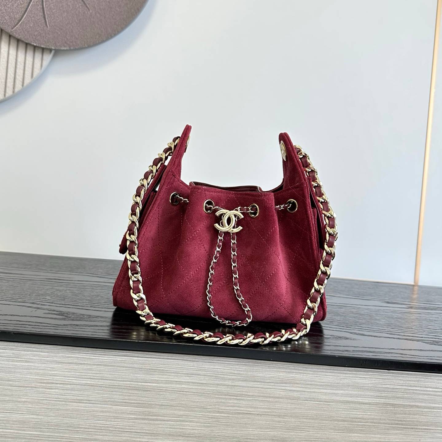 シャネル 5293 ミニ マトラッセ ラムスキン チェーンショルダーバッグ ボルドー ゴールド金具