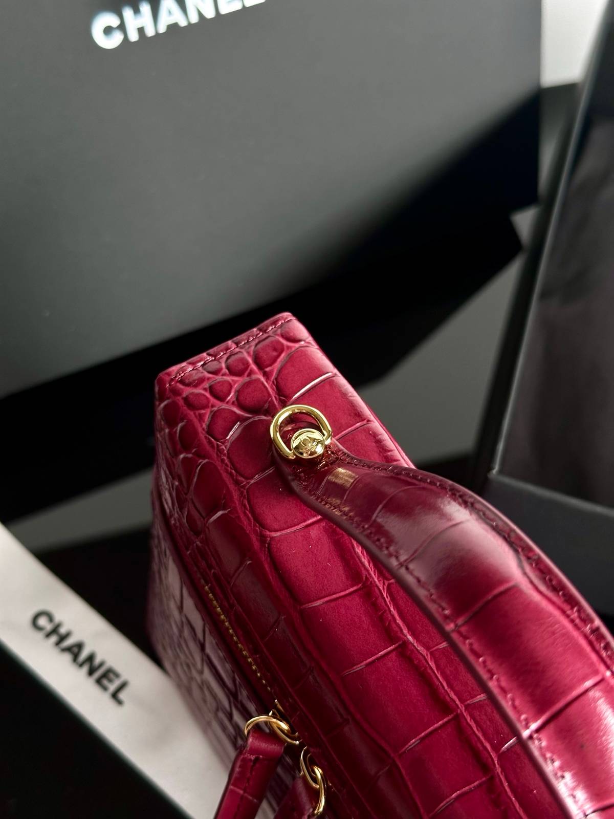 CHANEL シャネル 5195 マトラッセ キャビアスキン チェーンショルダーバッグ ブラック 金具 レディース - 画像 7