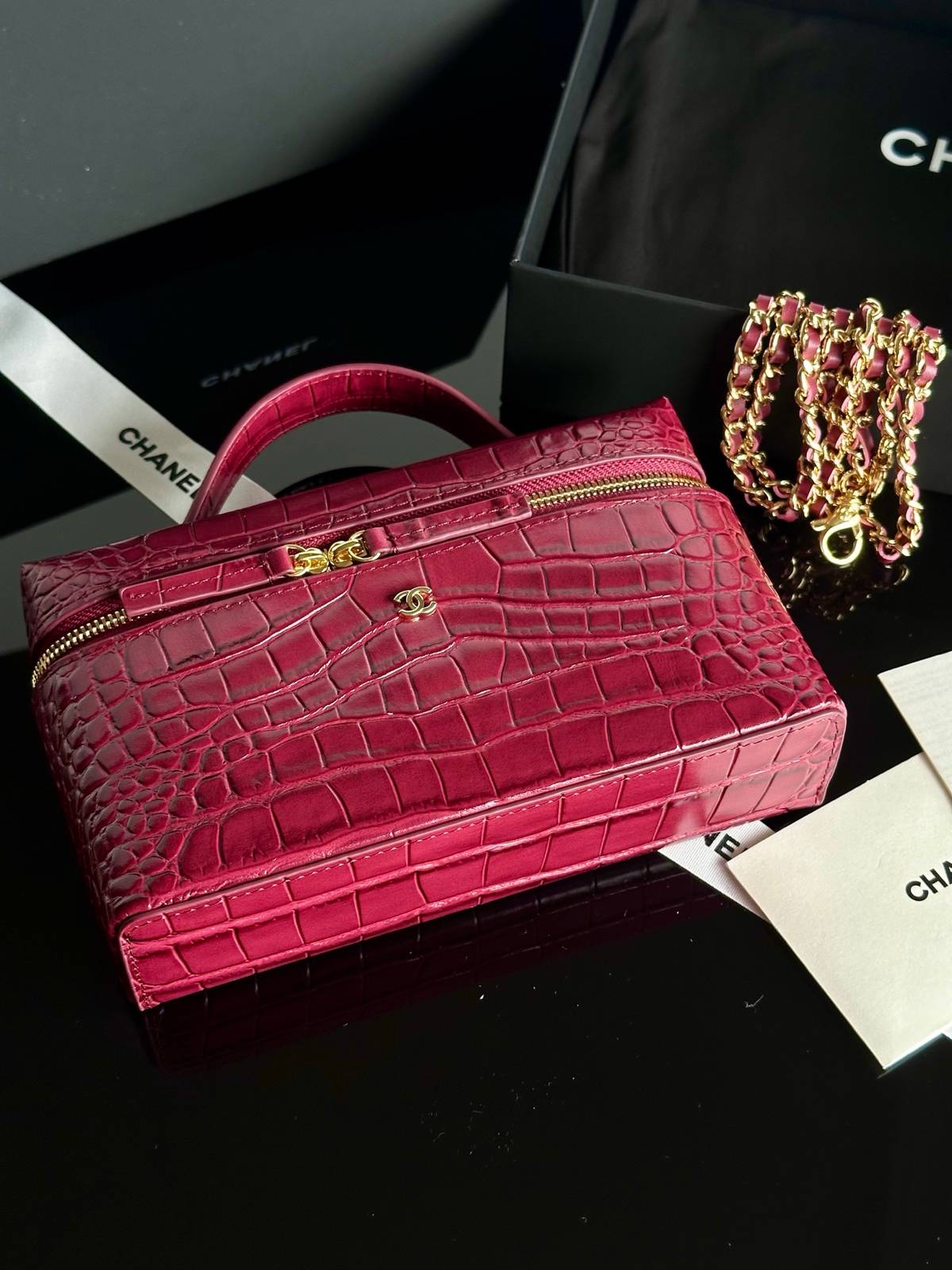 CHANEL シャネル 5195 マトラッセ キャビアスキン チェーンショルダーバッグ ブラック 金具 レディース - 画像 9