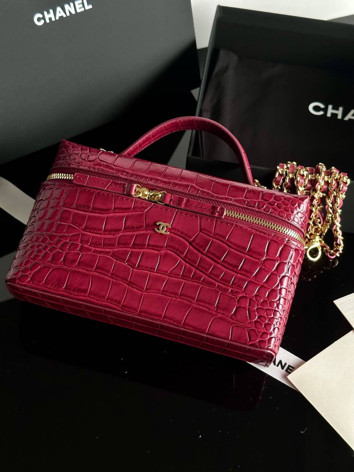 CHANEL シャネル 5195 マトラッセ キャビアスキン チェーンショルダーバッグ ブラック 金具 レディース - 画像 10