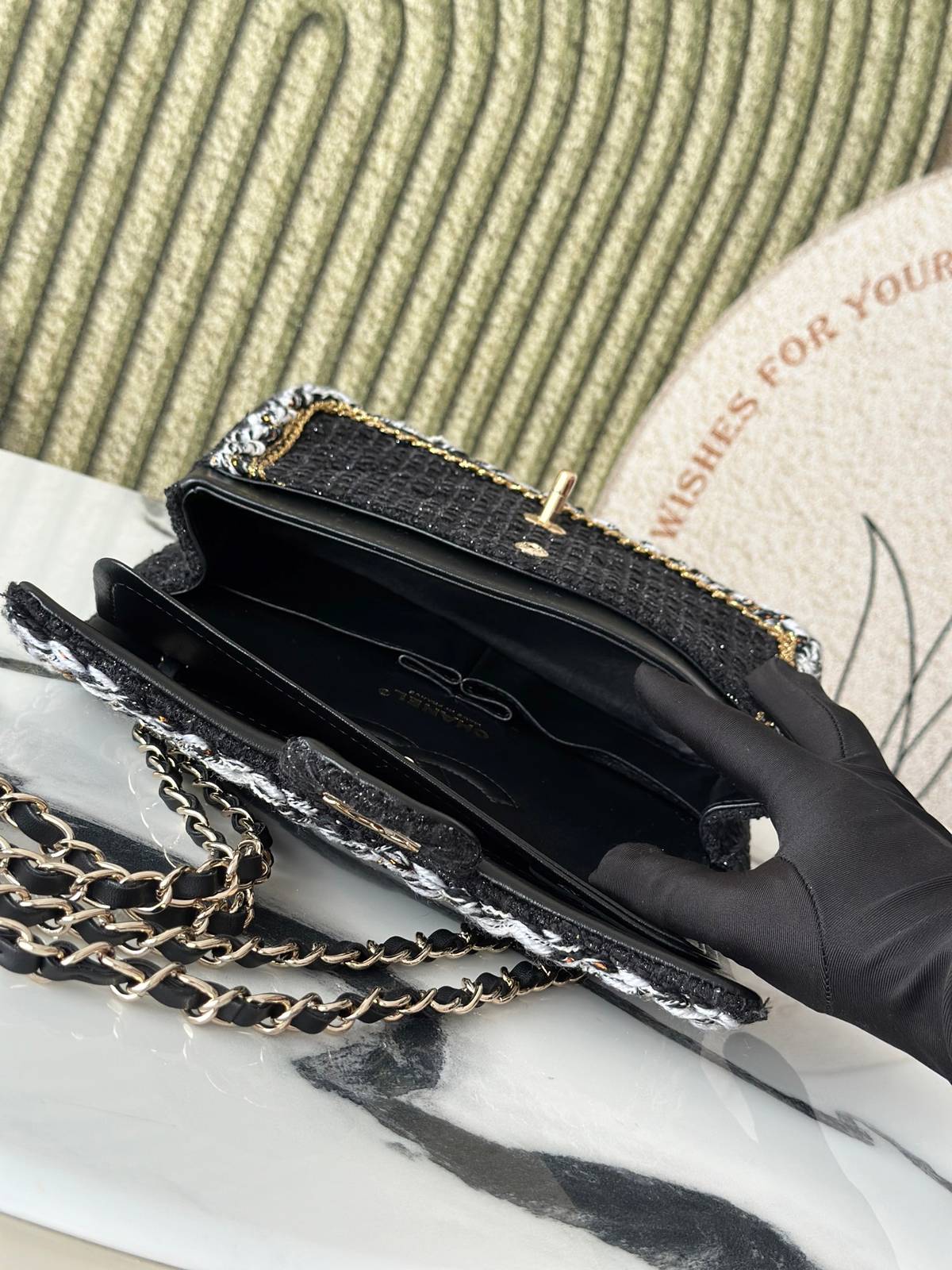 シャネル CHANEL マトラッセ チェーンショルダーバッグ キャビアスキン ゴールド金具 レディース ホワイト - 画像 3