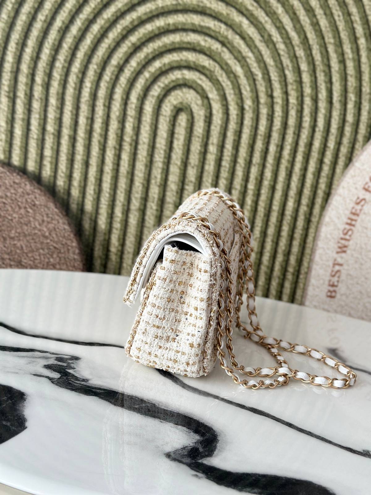 シャネル CHANEL マトラッセ チェーンショルダーバッグ キャビアスキン ゴールド金具 レディース ホワイト - 画像 18