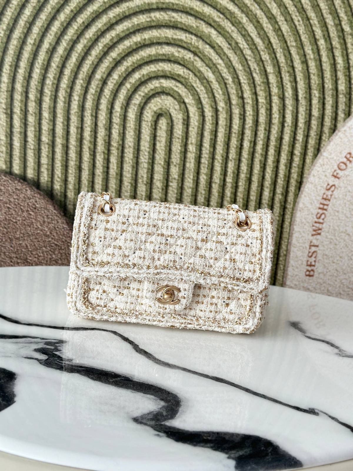 シャネル CHANEL マトラッセ チェーンショルダーバッグ キャビアスキン ゴールド金具 レディース ホワイト - 画像 19