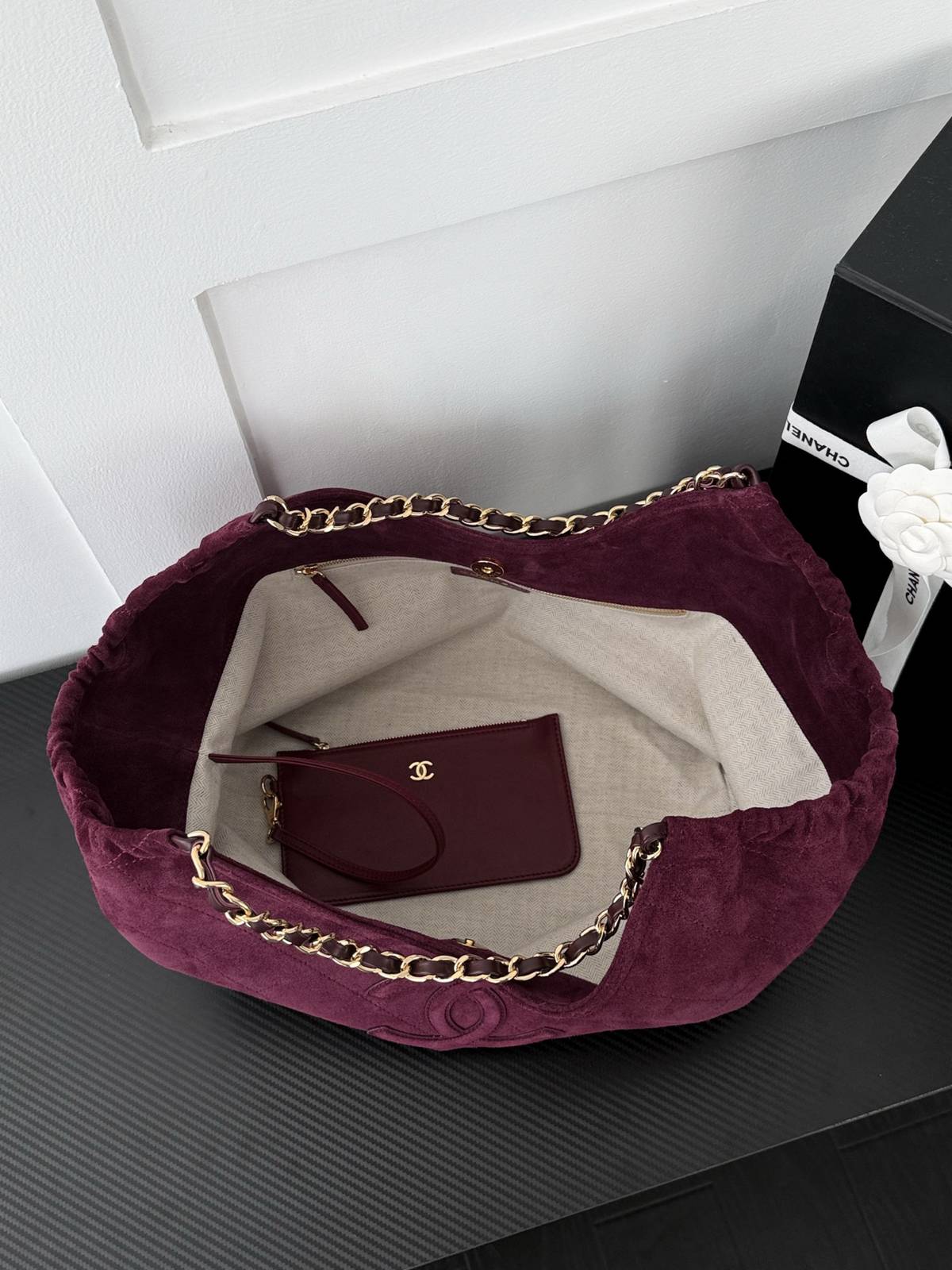 シャネル CHANEL マトラッセ ラムスキン トートバッグ ゴールド金具 レディース ブラック - 画像 6