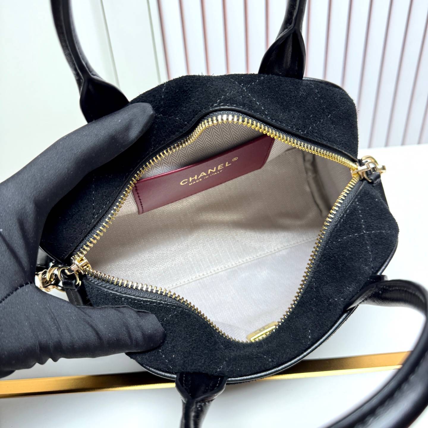 シャネル CHANEL 6344mini マトラッセ ミニバッグ ラムスキン ゴールド金具 フラップバッグ レザー編み込 - 画像 11