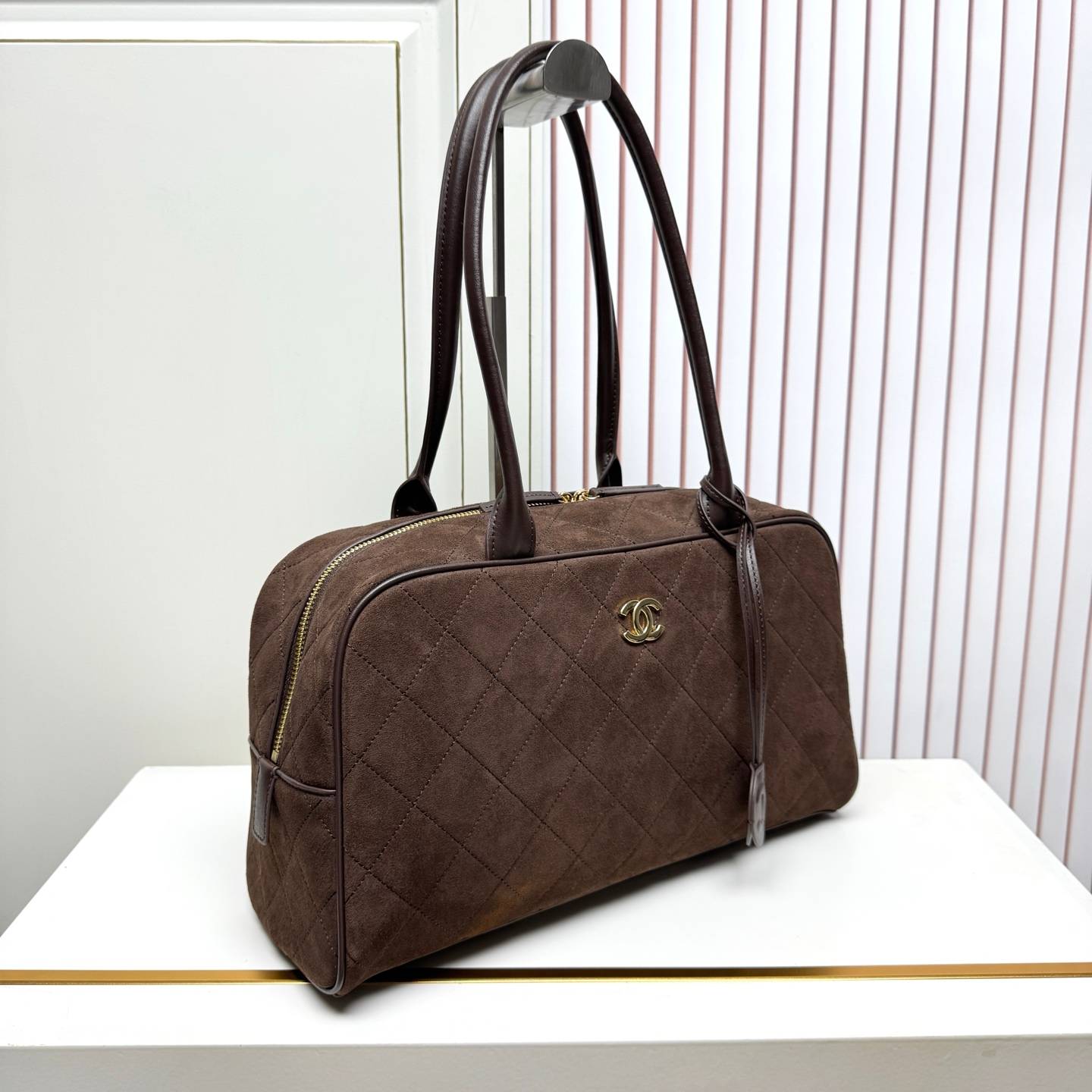 シャネル 6338 マトラッセ ラムスキン ボストンバッグ ゴールド金具 ショルダー ハンドバッグ レディース - 画像 7