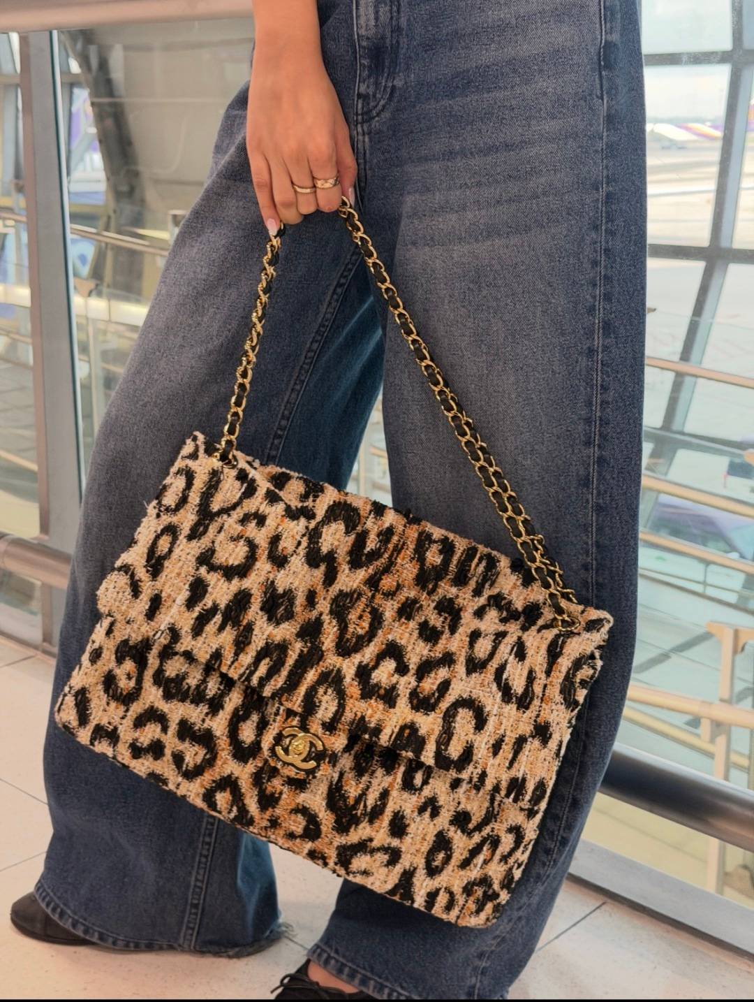 シャネル CHANEL マトラッセ ツイード キャビアスキン フラップバッグ ゴールド金具 ターンロック レディース ブ - 画像 4