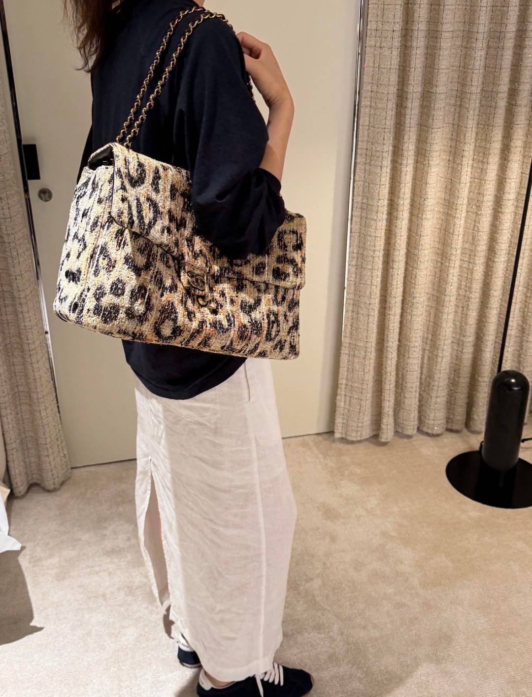 シャネル CHANEL マトラッセ ツイード キャビアスキン フラップバッグ ゴールド金具 ターンロック レディース ブ - 画像 6