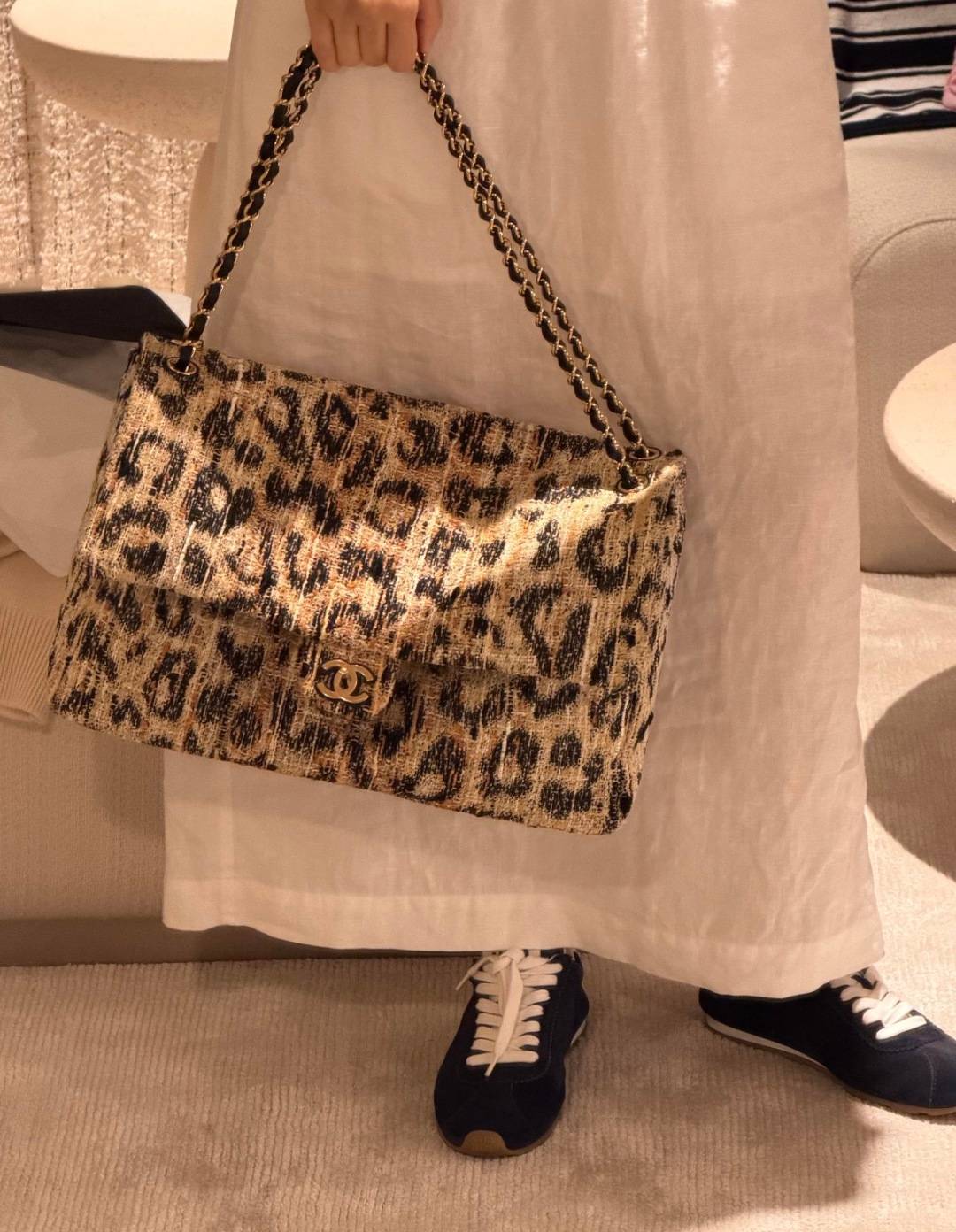 シャネル CHANEL マトラッセ ツイード キャビアスキン フラップバッグ ゴールド金具 ターンロック レディース ブ - 画像 7