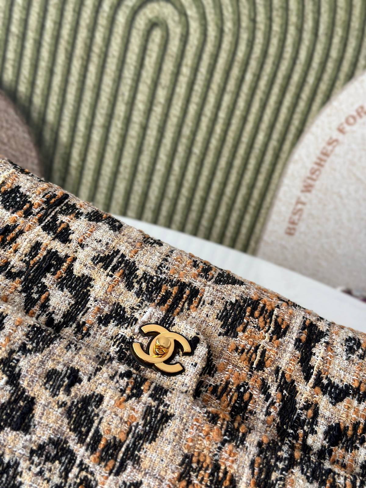 シャネル CHANEL マトラッセ ツイード キャビアスキン フラップバッグ ゴールド金具 ターンロック レディース ブ - 画像 13