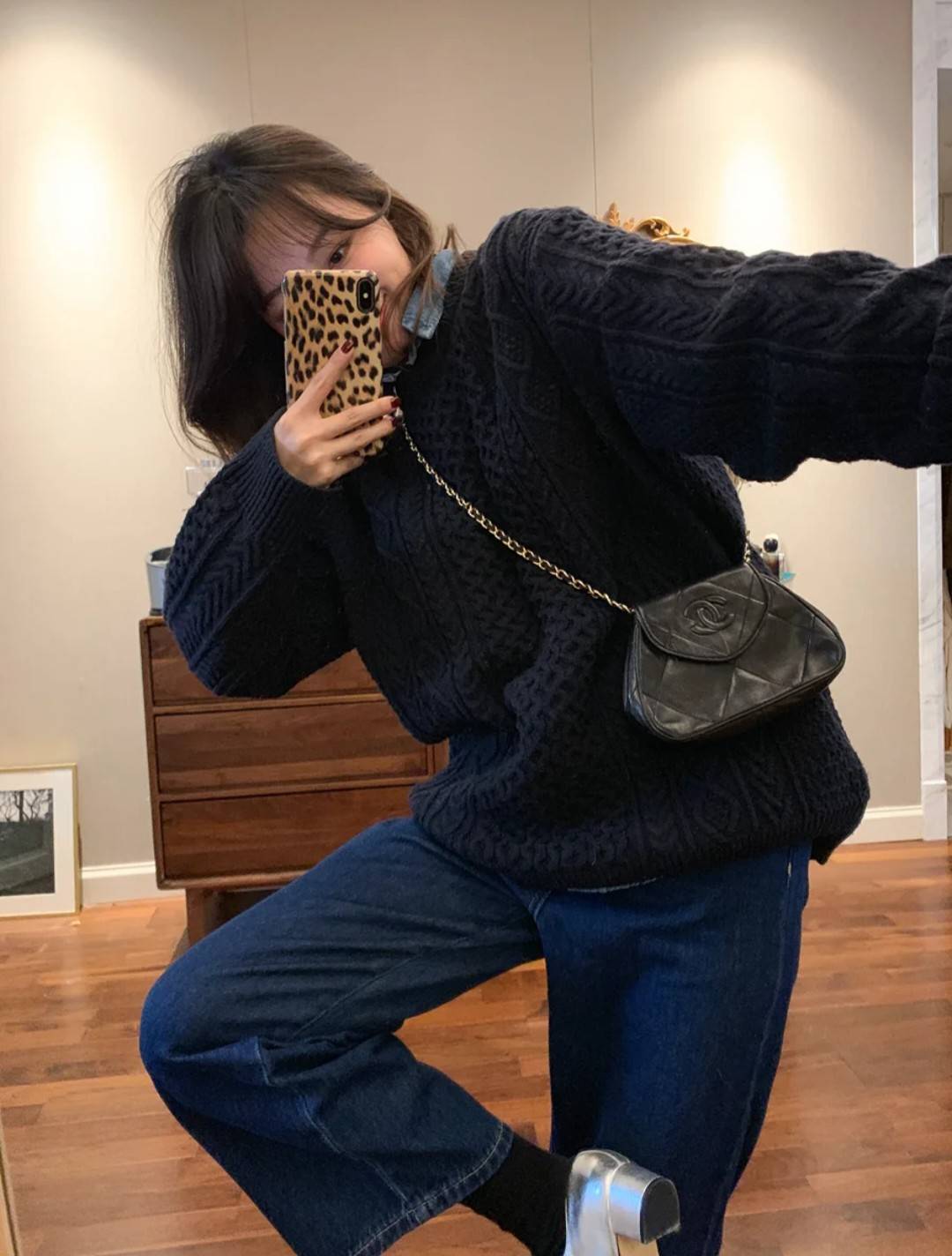 シャネル CHANEL マトラッセ チェーンショルダーバッグ キャビアスキン ゴールド金具 レディース ブラック - 画像 3