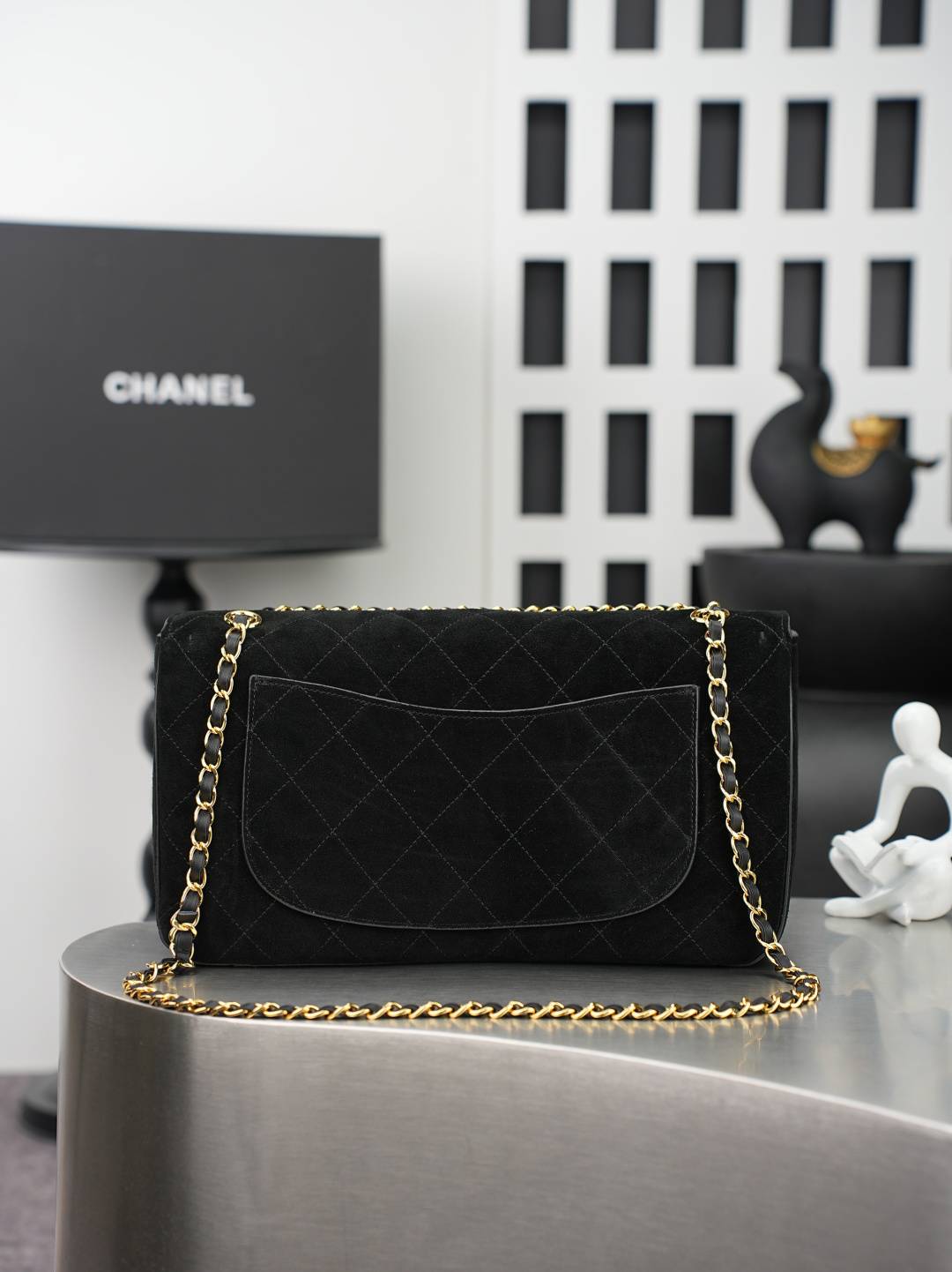 シャネル CHANEL マトラッセ ラムスキン チェーンショルダーバッグ ブラック ゴールド金具 レディース - 画像 8