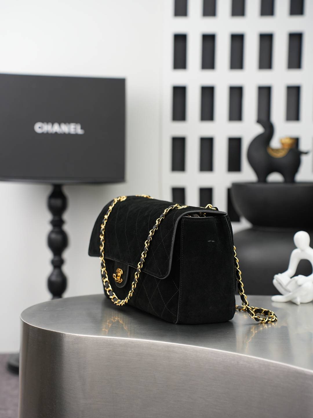 シャネル CHANEL マトラッセ ラムスキン チェーンショルダーバッグ ブラック ゴールド金具 レディース - 画像 9