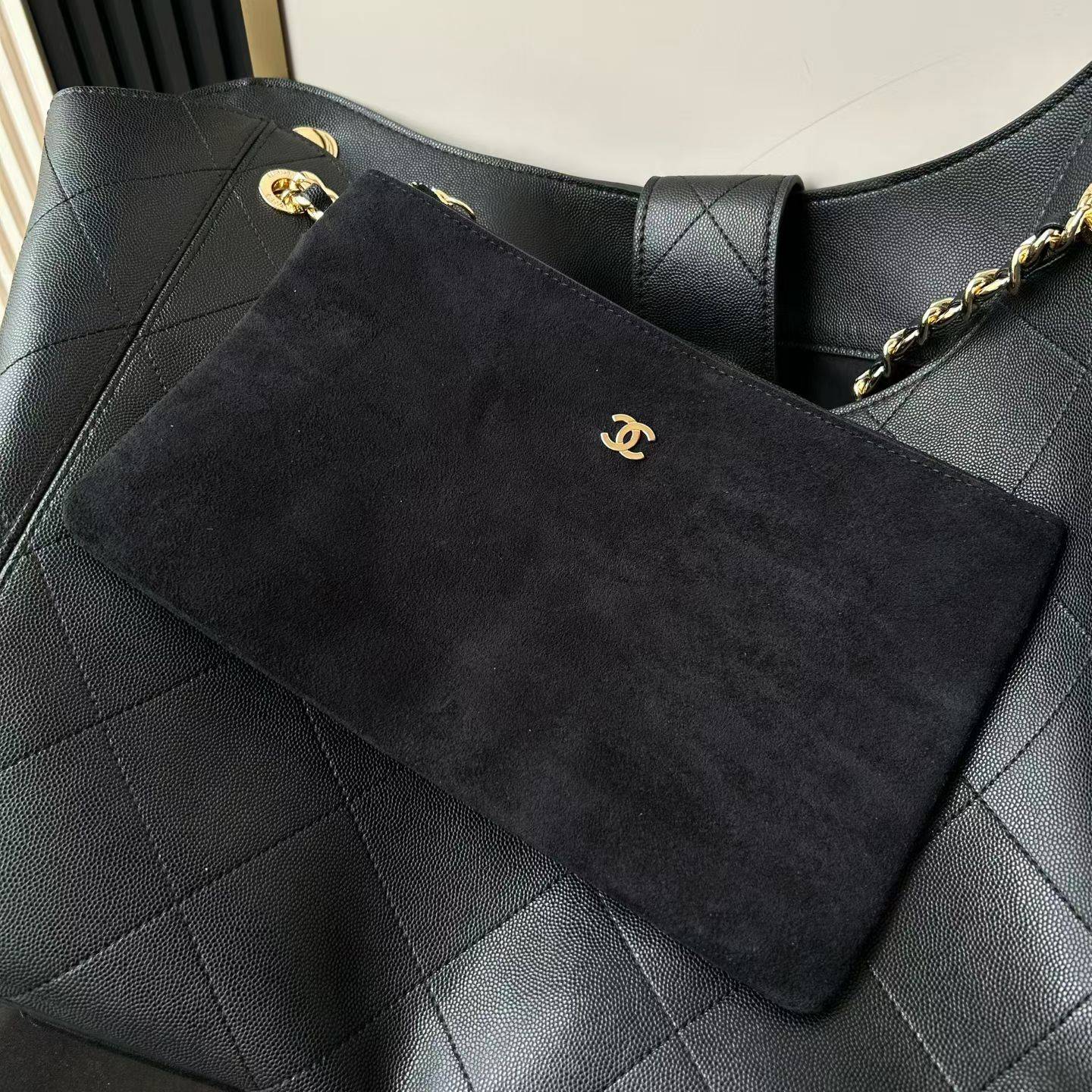 シャネル CHANEL マトラッセ キャビアスキン チェーンショルダーバッグ ブラック ベージュ ゴールド金具 レディー - 画像 13