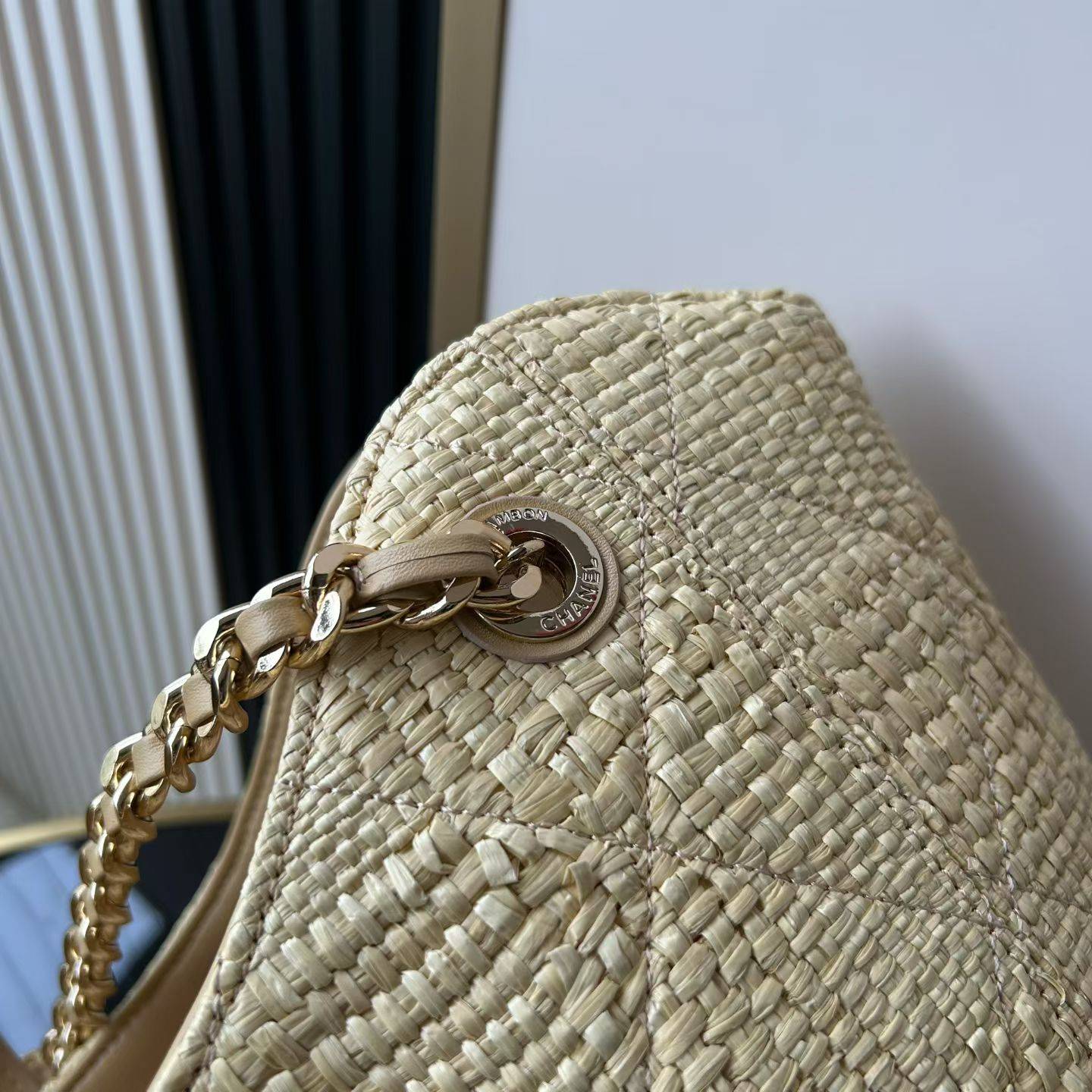 シャネル CHANEL マトラッセ ラムスキン チェーンショルダーバッグ ゴールド金具 レディース ブラック ベージュ - 画像 12