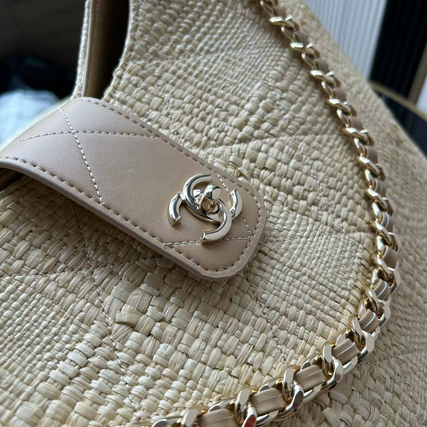 シャネル CHANEL マトラッセ ラムスキン チェーンショルダーバッグ ゴールド金具 レディース ブラック ベージュ - 画像 14