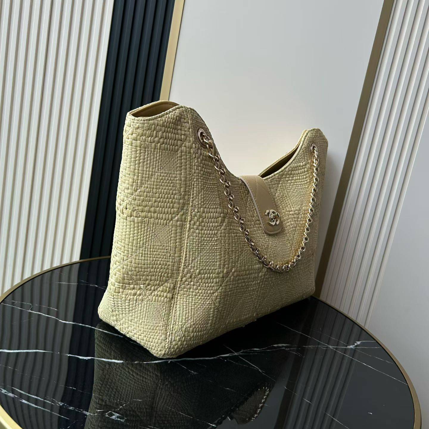 シャネル CHANEL マトラッセ ラムスキン チェーンショルダーバッグ ゴールド金具 レディース ブラック ベージュ - 画像 18