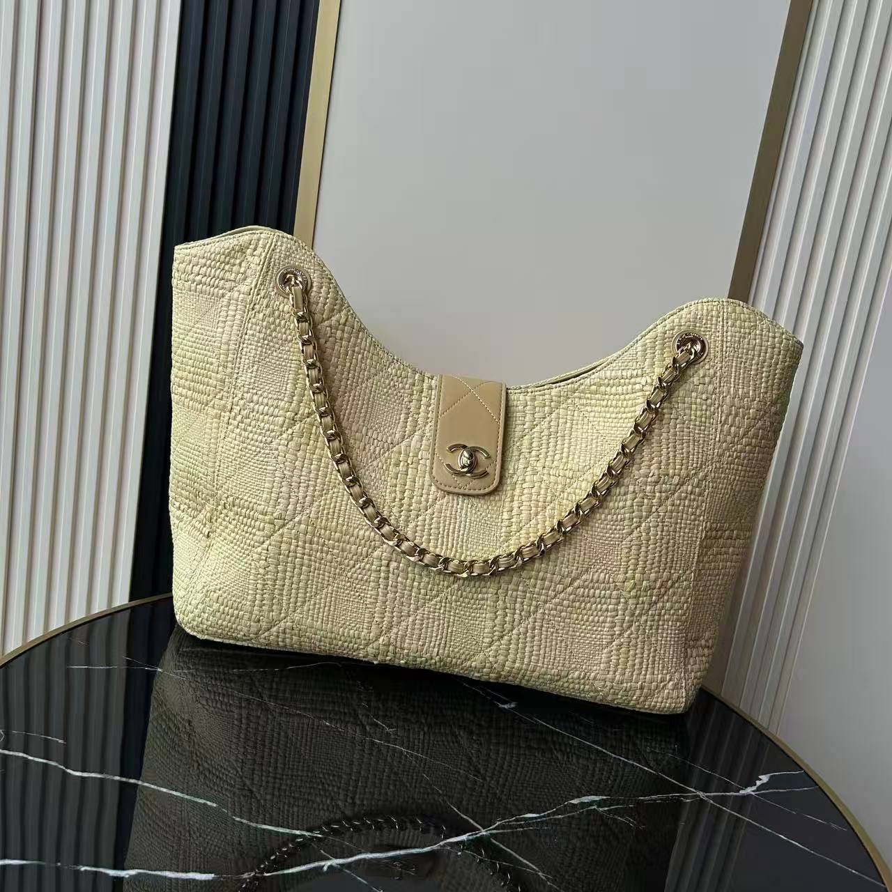 シャネル CHANEL マトラッセ ラムスキン チェーンショルダーバッグ ゴールド金具 レディース ブラック ベージュ - 画像 19