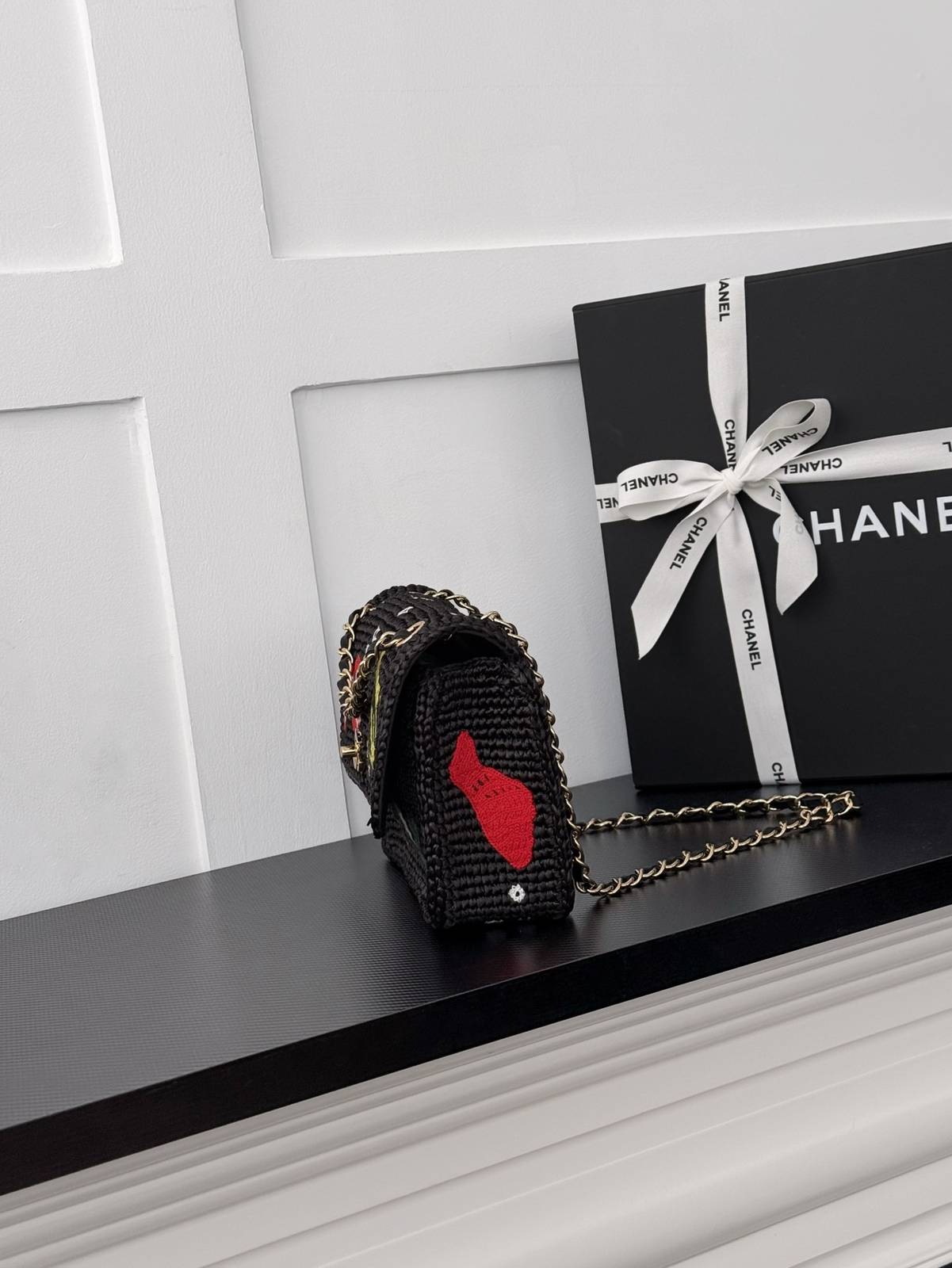 シャネル CHANEL AS6089 フラップバッグ ブラック マトラッセ ゴールド金具 レザー編み込みチェーン ターン - 画像 8
