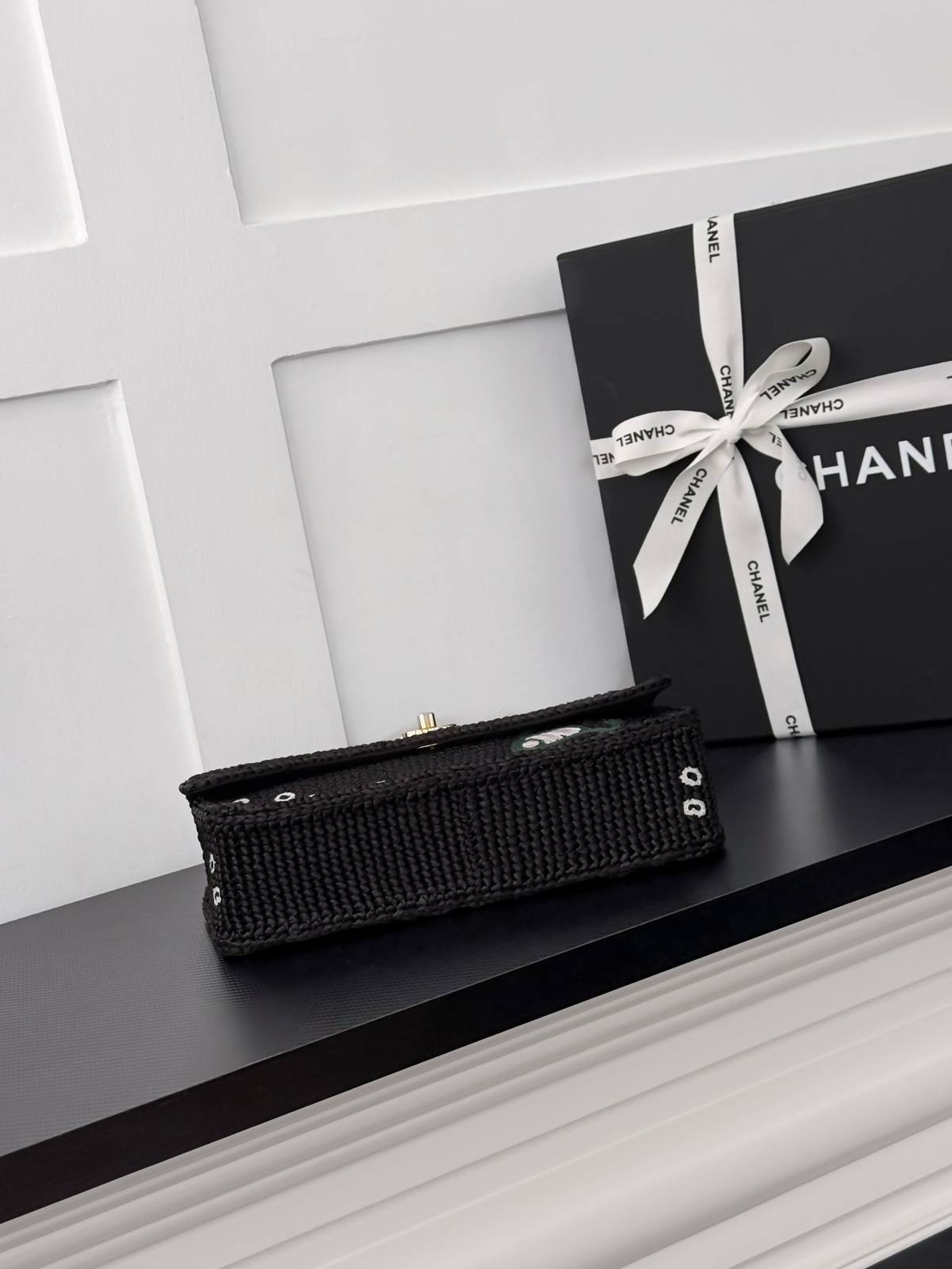 シャネル CHANEL AS6089 フラップバッグ ブラック マトラッセ ゴールド金具 レザー編み込みチェーン ターン - 画像 9