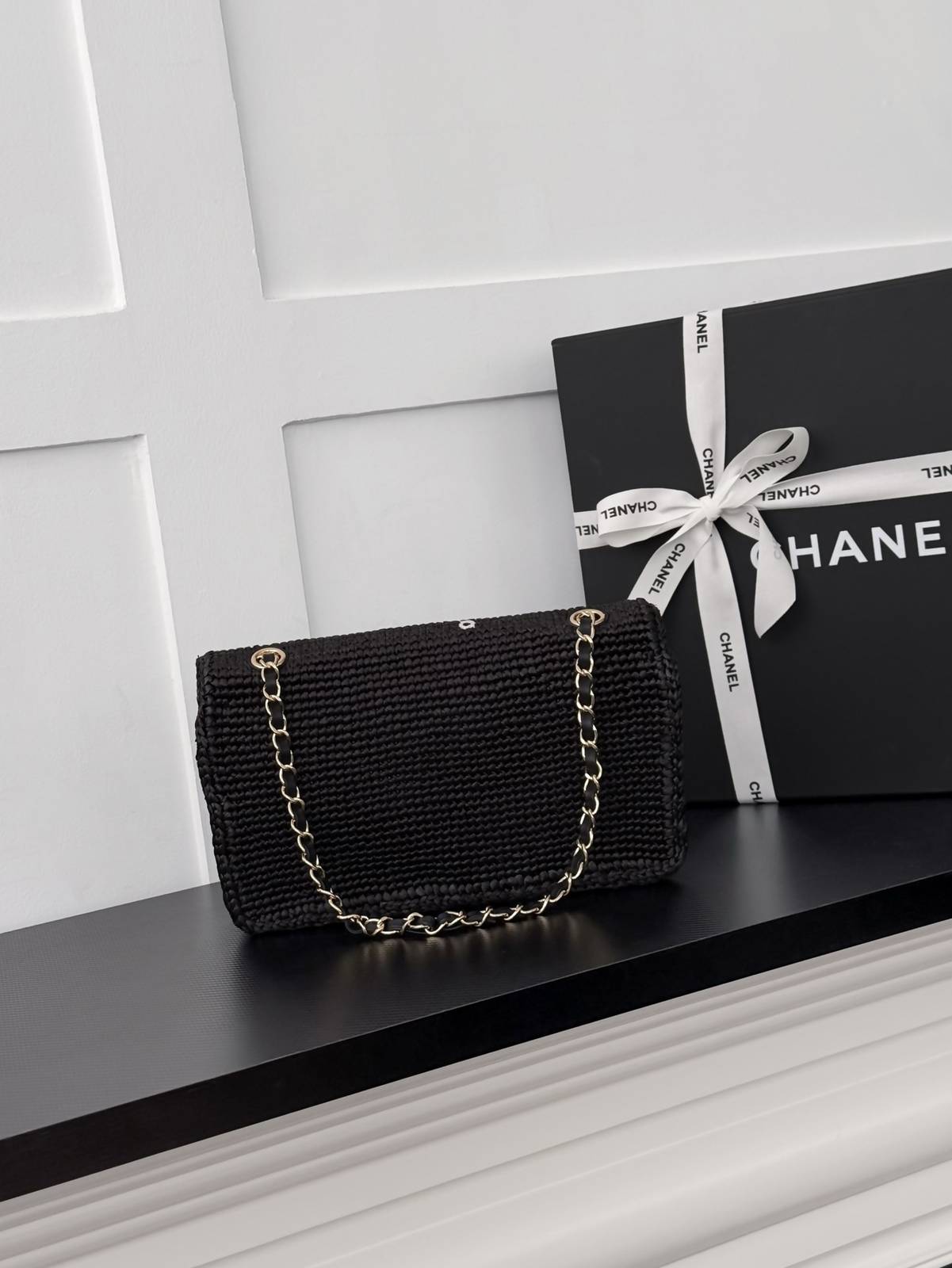 シャネル CHANEL AS6089 フラップバッグ ブラック マトラッセ ゴールド金具 レザー編み込みチェーン ターン - 画像 10