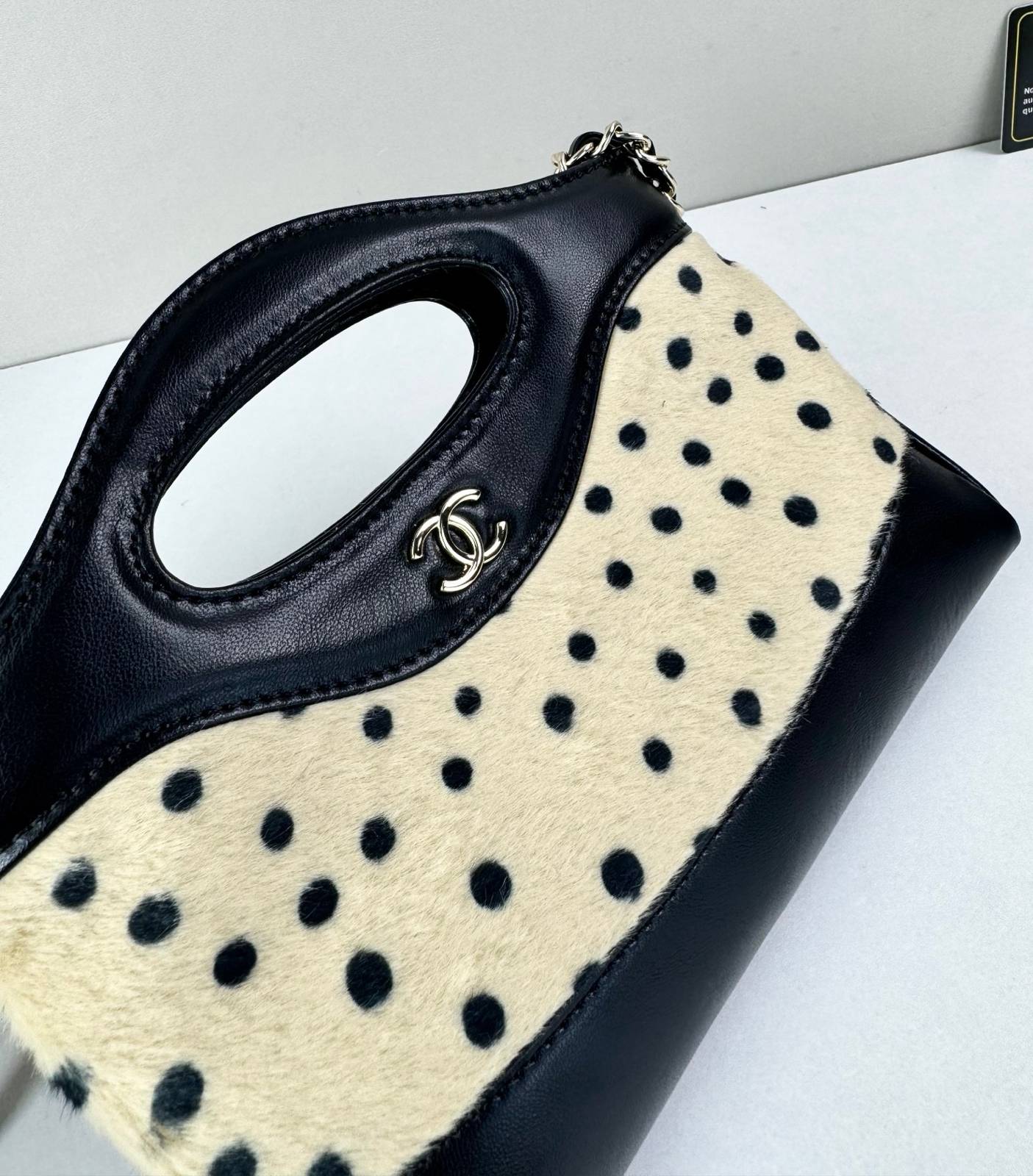シャネル 3656 ポルカドット マトラッセ チェーンショルダーバッグ ブラック ホワイト マルチカラー ゴールド金具 - 画像 7