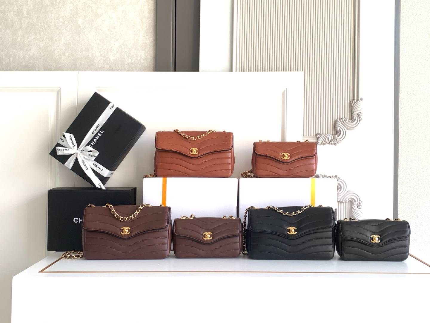 シャネル CHANEL マトラッセ チェーンショルダーバッグ キャビアスキン ゴールド金具 レディース ブラック