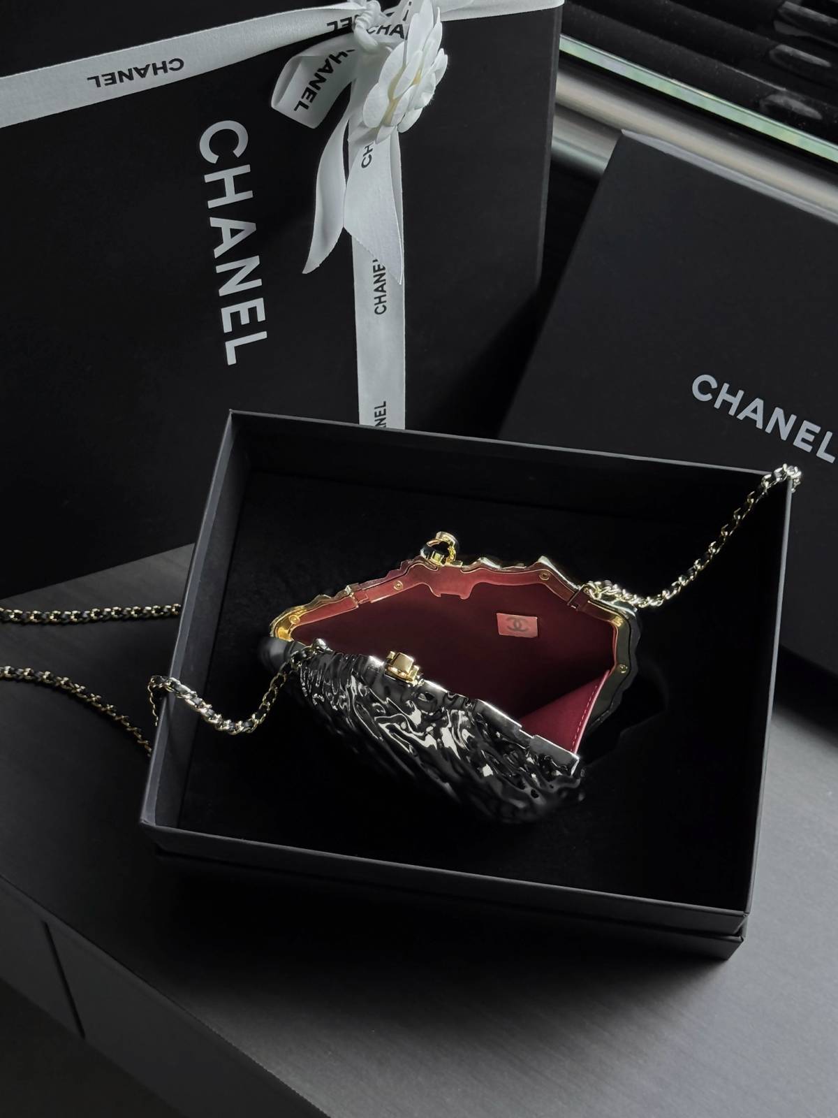 シャネル CHANEL AS6437 シルバー金具 マトラッセ フラップバッグ ターンロック レザー編み込みチェーン バ - 画像 4