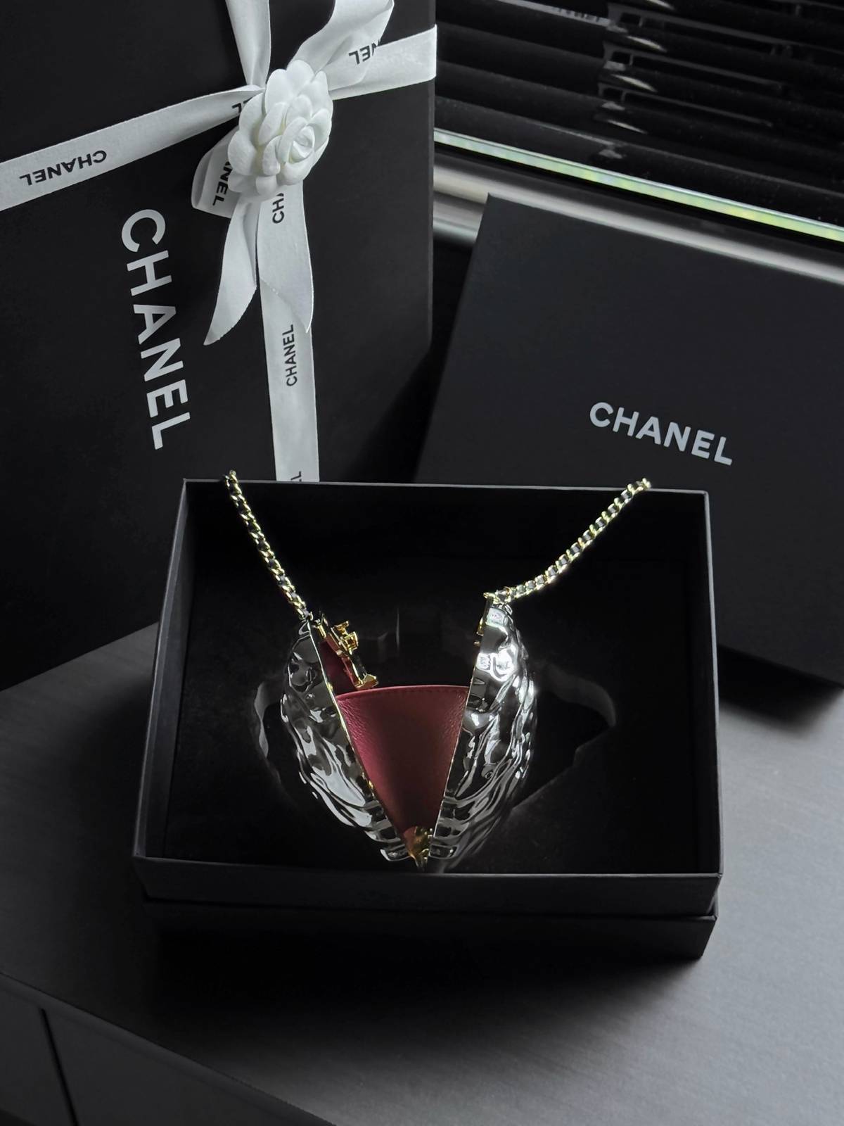 シャネル CHANEL AS6437 シルバー金具 マトラッセ フラップバッグ ターンロック レザー編み込みチェーン バ - 画像 7