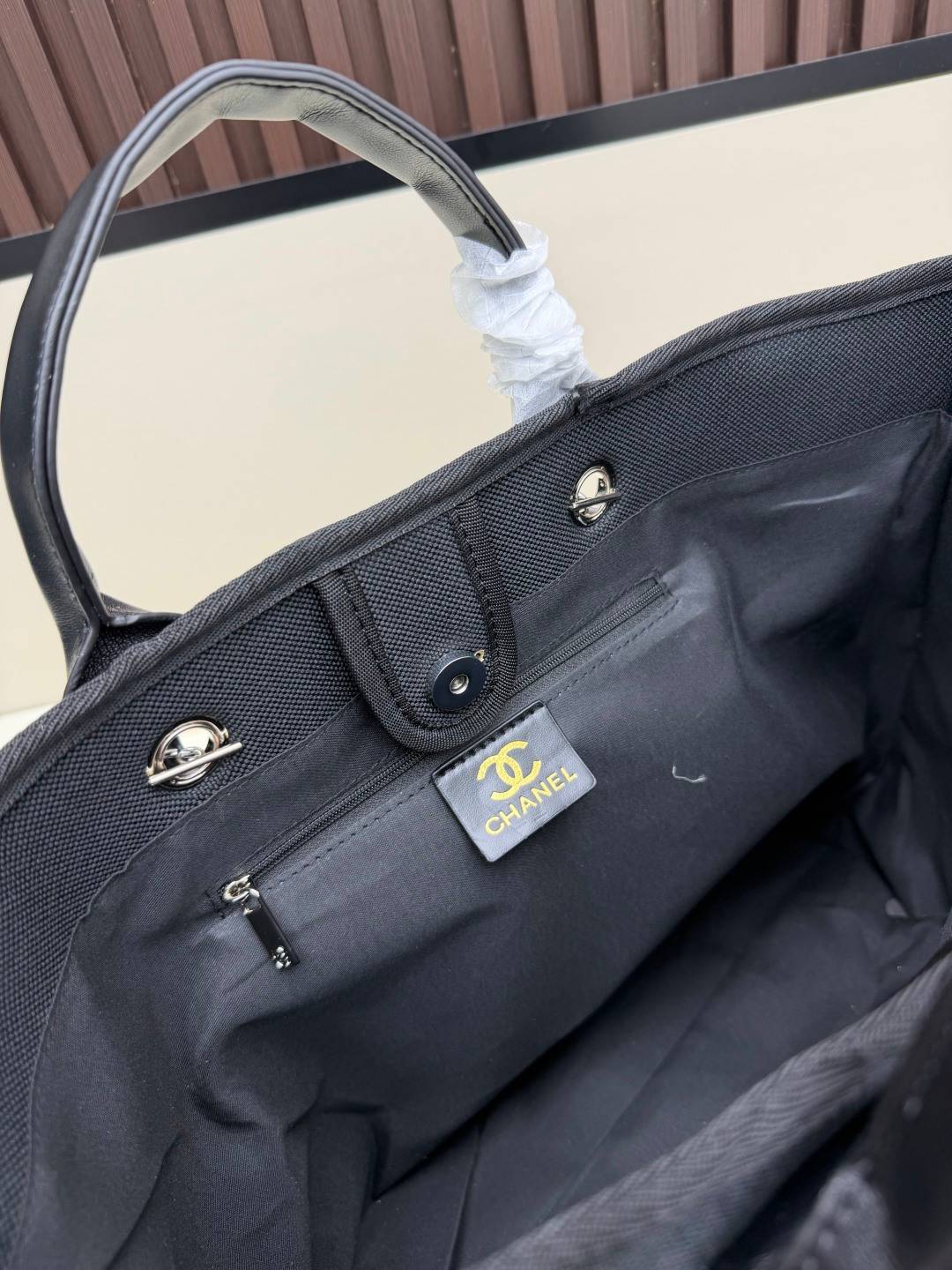 シャネル CHANEL マトラッセ チェーンショルダーバッグ キャンバス ブラック ゴールド金具 レディース - 画像 10