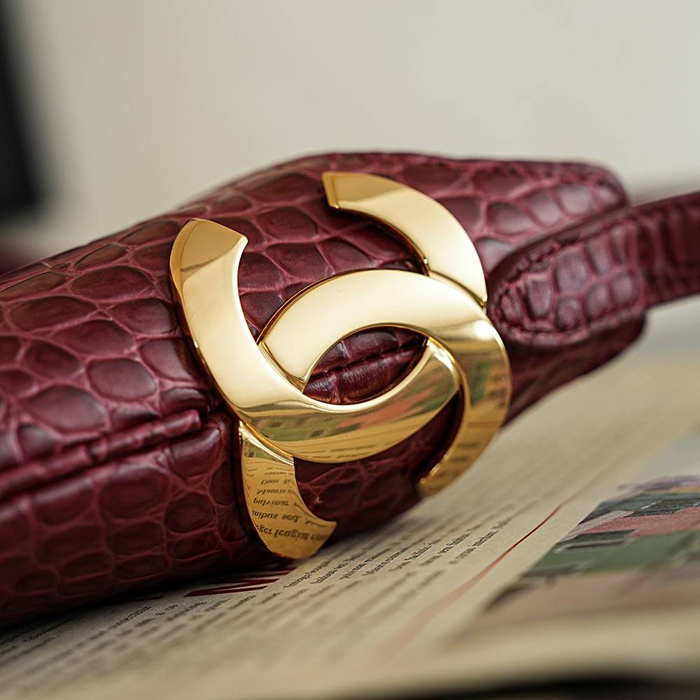 シャネル CHANEL 68012 鳄魚紋 大型 フラップバッグ レザー編み込みチェーン ゴールド金具 ブルーレディース - 画像 20