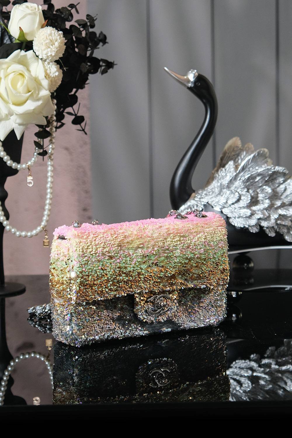 シャネル CHANEL マトラッセ チェーンショルダーバッグ キャビアスキン ゴールド金具 ワンポイント レディース - 画像 8
