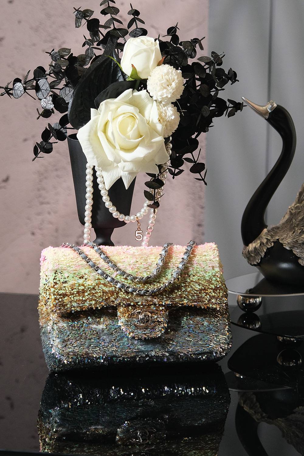 シャネル CHANEL マトラッセ チェーンショルダーバッグ キャビアスキン ゴールド金具 ワンポイント レディース - 画像 9
