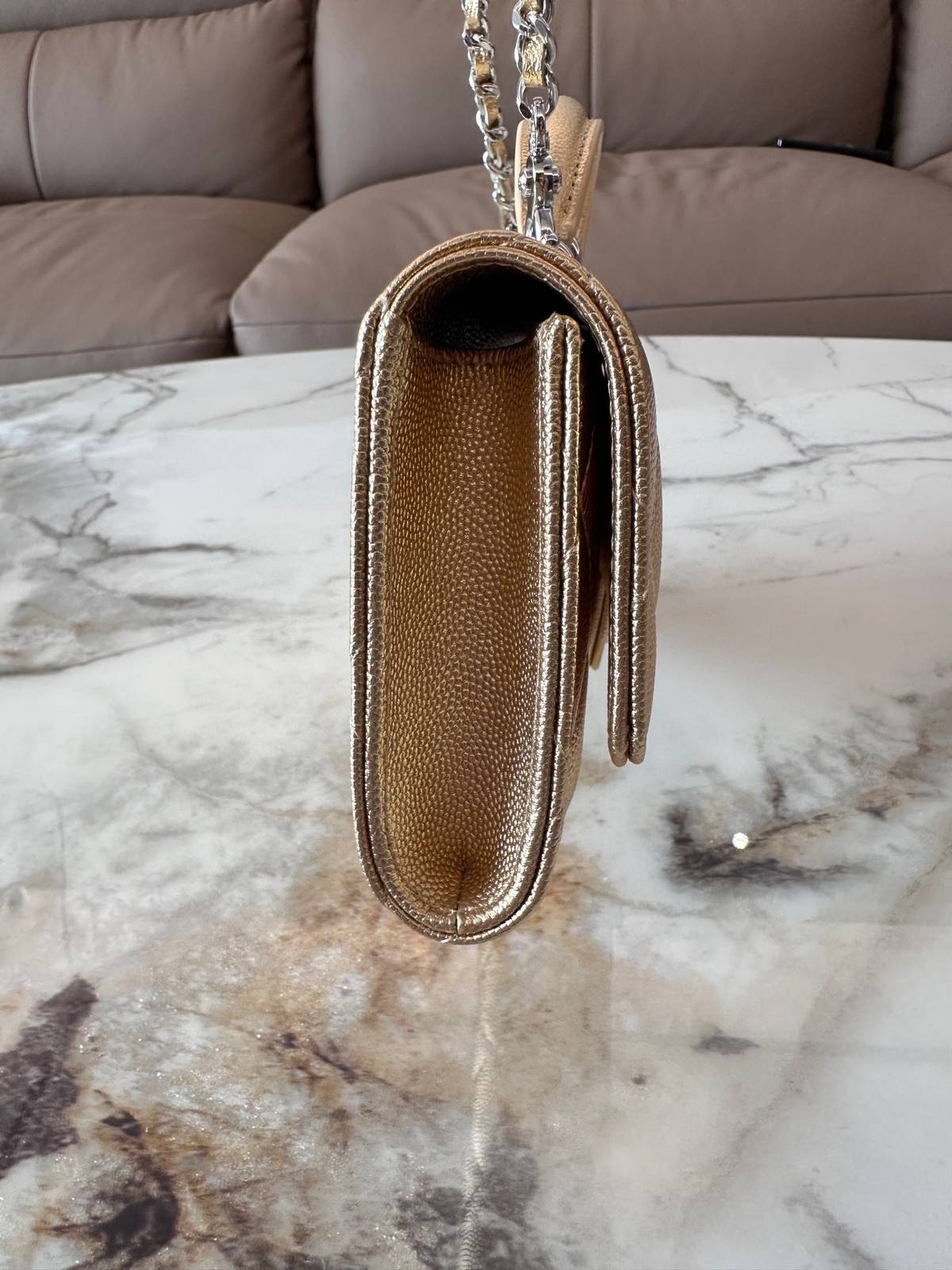 シャネル CHANEL マトラッセ チェーンショルダーバッグ キャビアスキン ゴールド金具 レディース ブラック ベージ - 画像 6