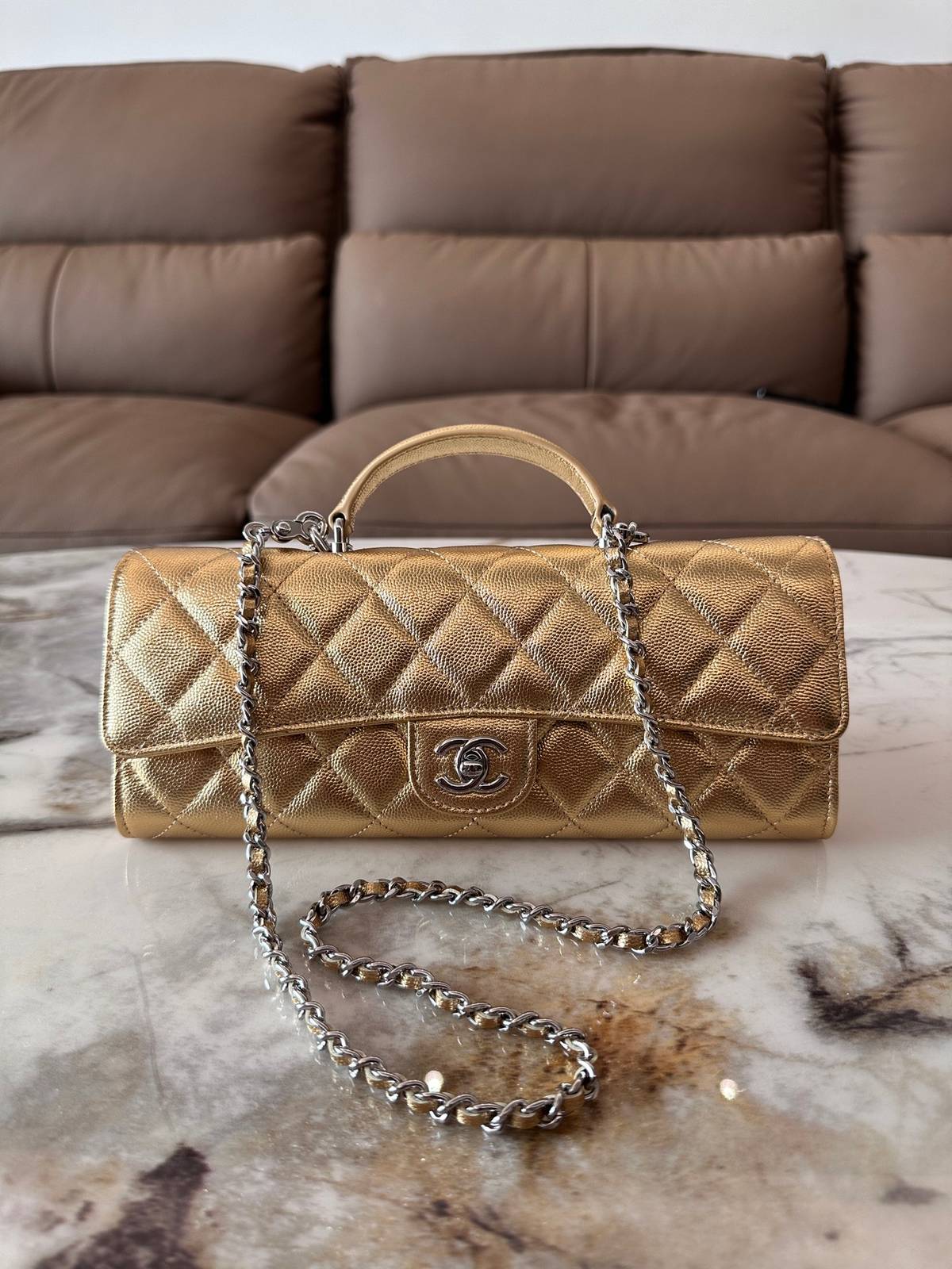 シャネル CHANEL マトラッセ チェーンショルダーバッグ キャビアスキン ゴールド金具 レディース ブラック ベージ - 画像 10