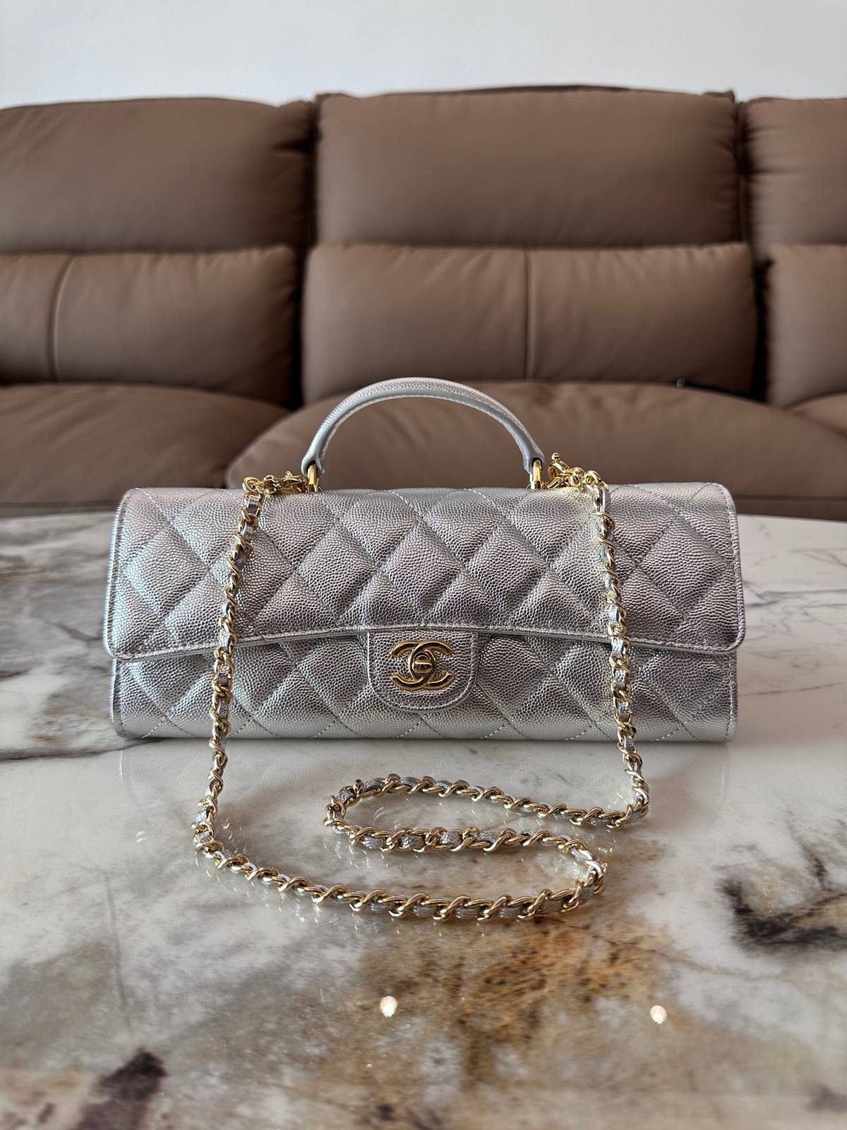 シャネル CHANEL マトラッセ チェーンショルダーバッグ キャビアスキン ゴールド金具 レディース ブラック ベージ - 画像 19