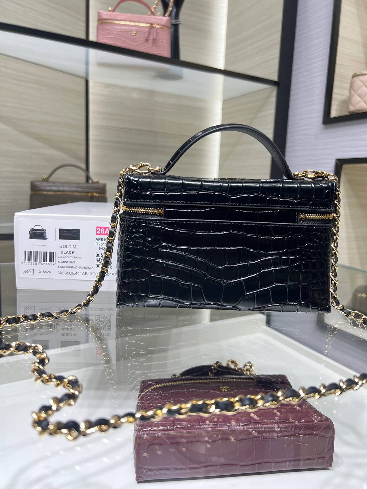 シャネル AP5195Y キャビアスキン バニティバッグ チェーンショルダー ゴールド金具 ブラック レディース - 画像 18