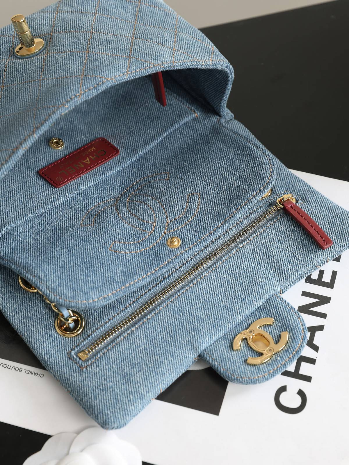 シャネル CHANEL マトラッセ デニム チェーンショルダーバッグ ブラック シルバー金具 レディース - 画像 3
