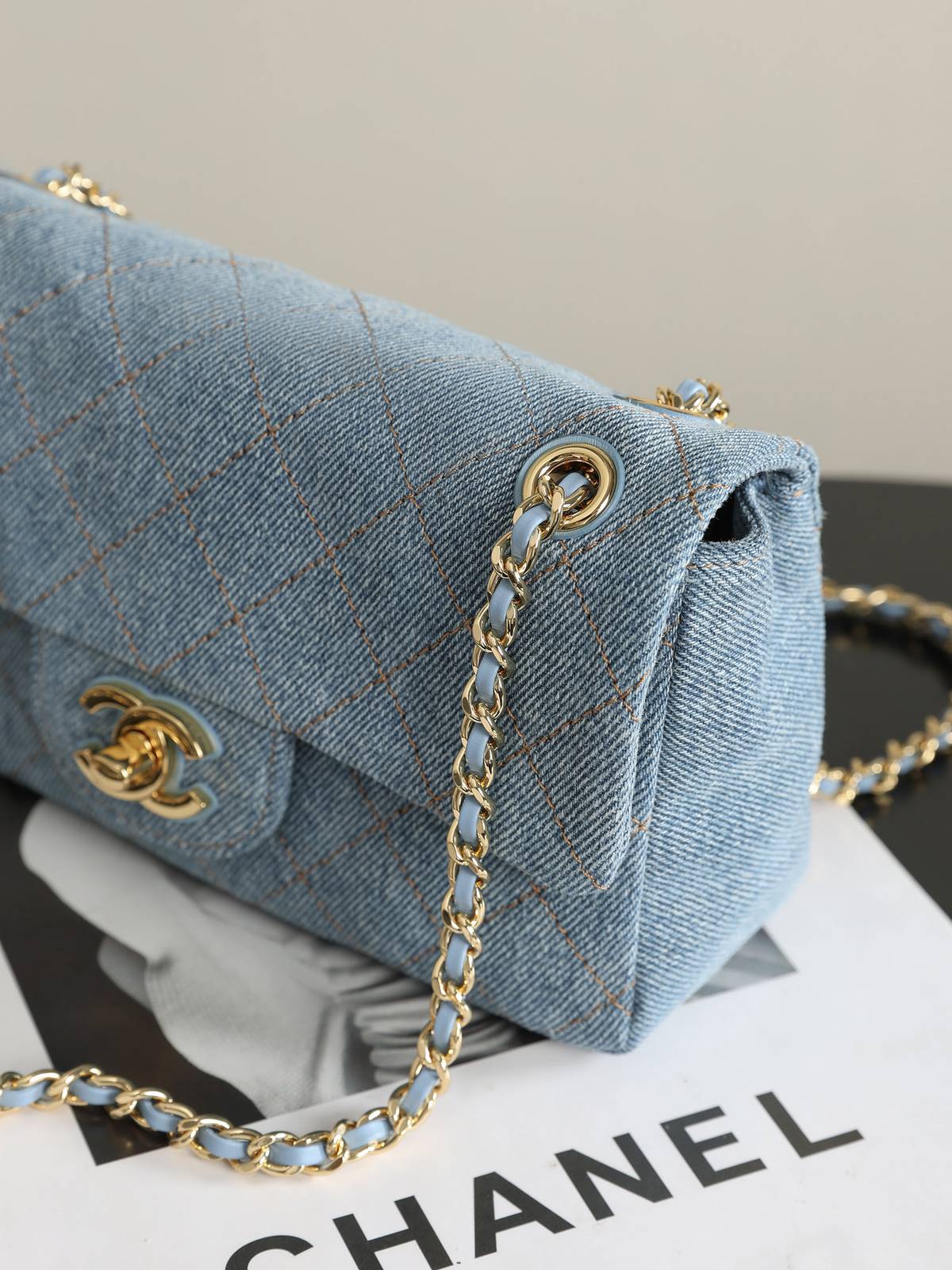 シャネル CHANEL マトラッセ デニム チェーンショルダーバッグ ブラック シルバー金具 レディース - 画像 4