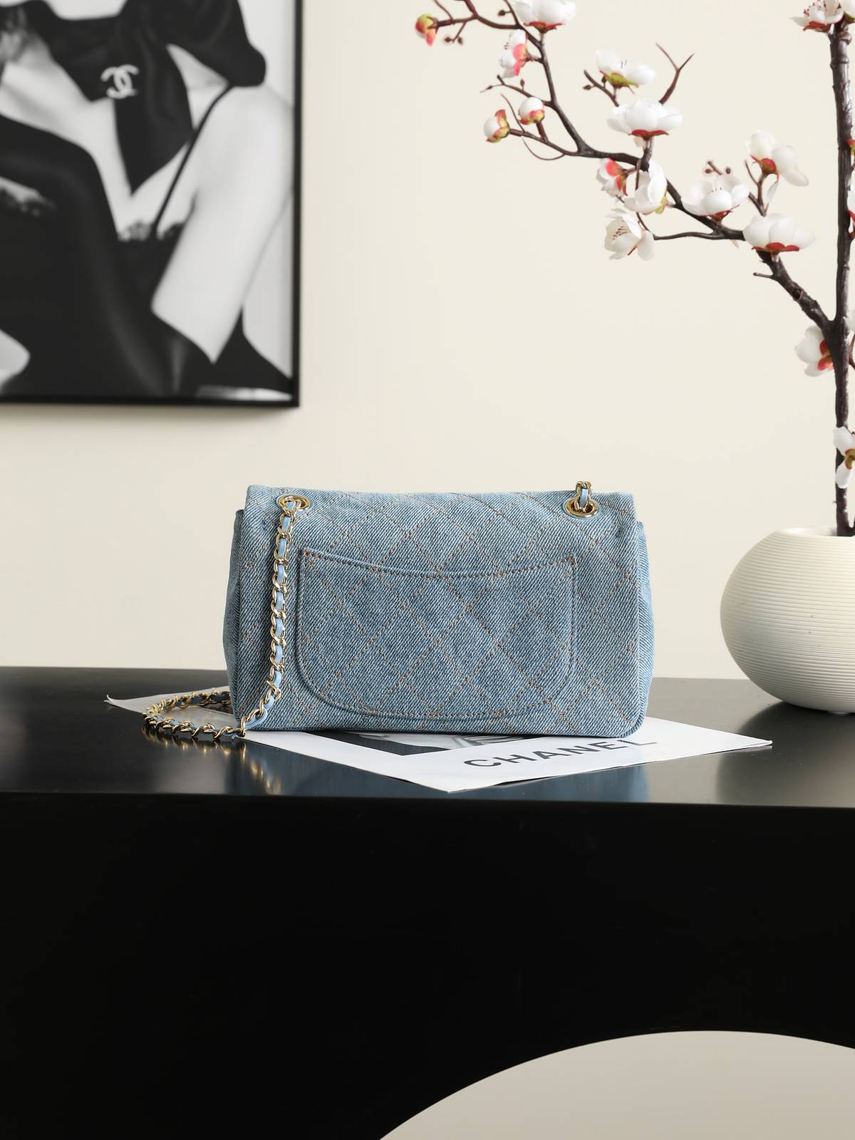 シャネル CHANEL マトラッセ デニム チェーンショルダーバッグ ブラック シルバー金具 レディース - 画像 7