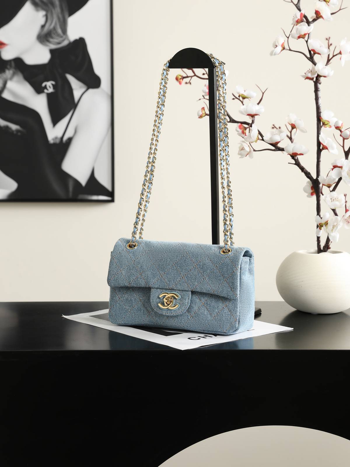 シャネル CHANEL マトラッセ デニム チェーンショルダーバッグ ブラック シルバー金具 レディース - 画像 8