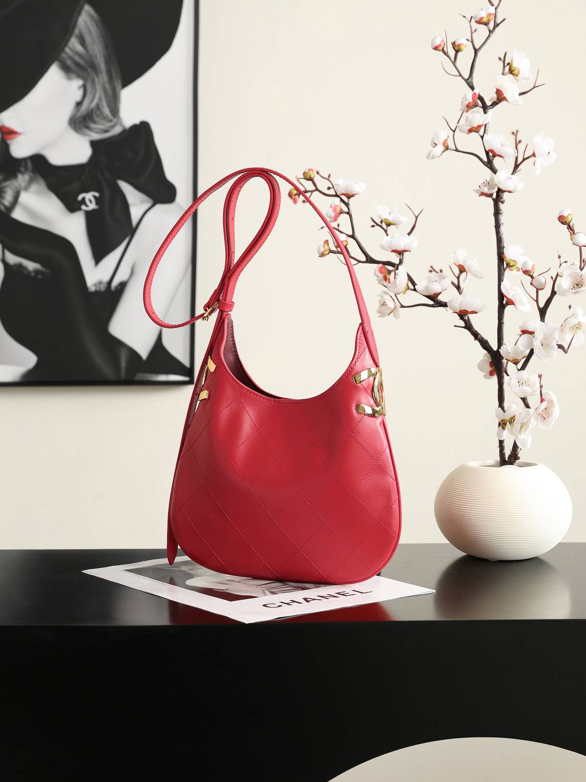 シャネル CHANEL マトラッセ ブラック キャビアスキン フラップバッグ チェーンショルダー 2WAY レディース - 画像 7