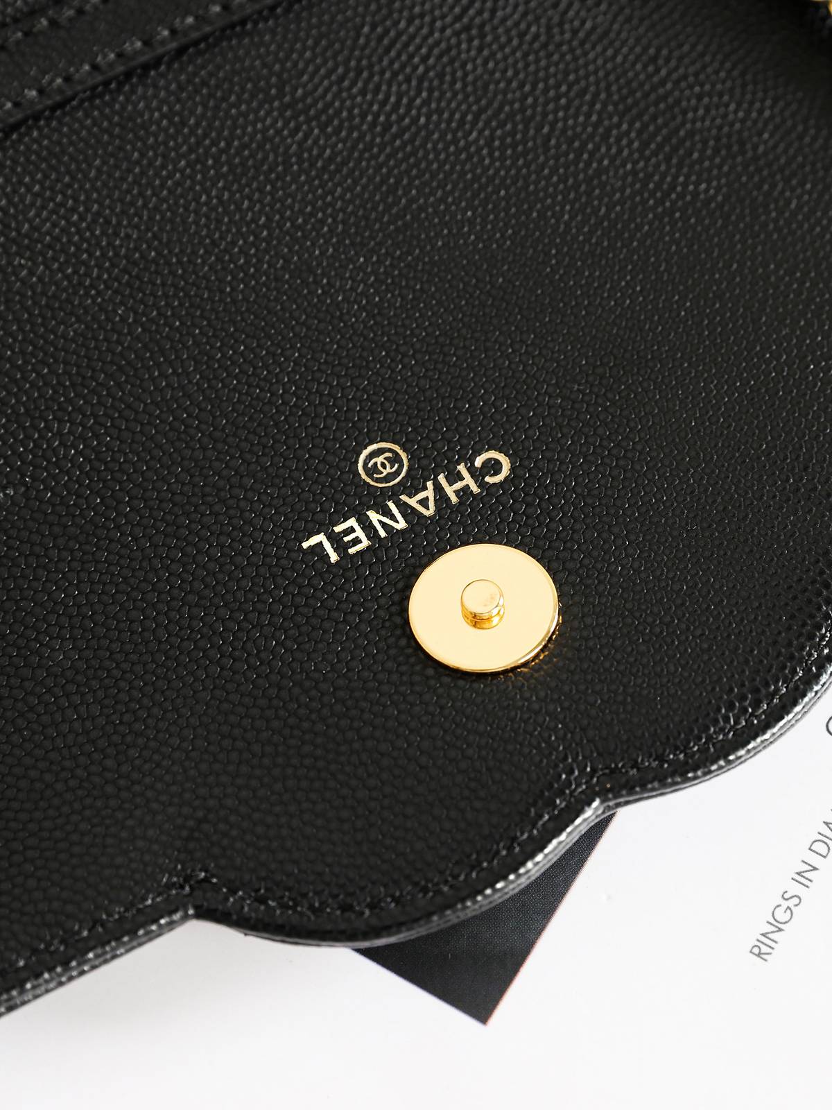 シャネル CHANEL 5455 チェーンウォレット マトラッセ キャビアスキン ゴールド金具 ブラック レディース - 画像 2