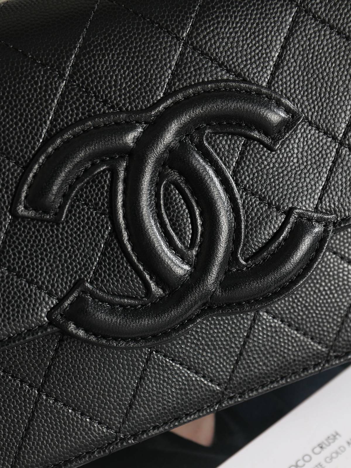 シャネル CHANEL 5455 チェーンウォレット マトラッセ キャビアスキン ゴールド金具 ブラック レディース - 画像 5