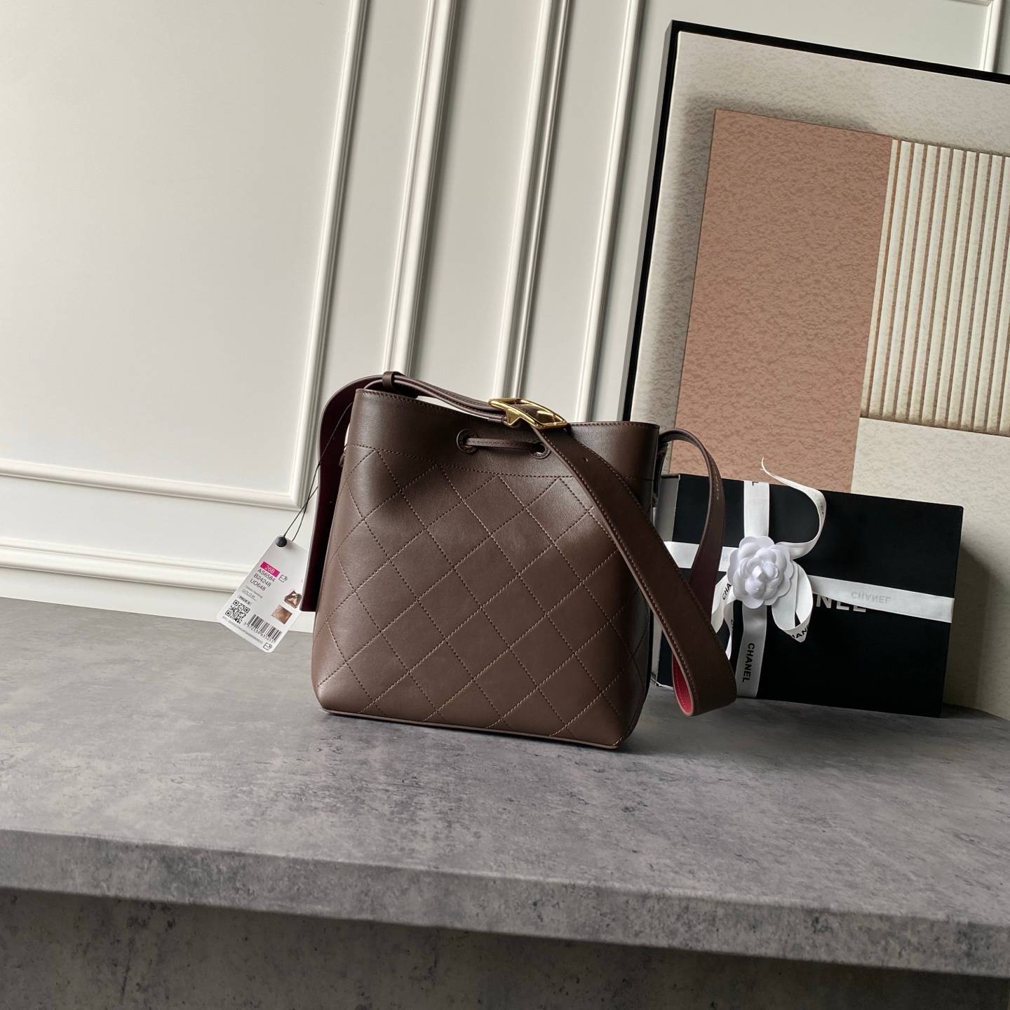 シャネル CHANEL マトラッセ ラムスキン チェーンショルダーバッグ ゴールド金具 レザー編み込みチェーン ブラック - 画像 9