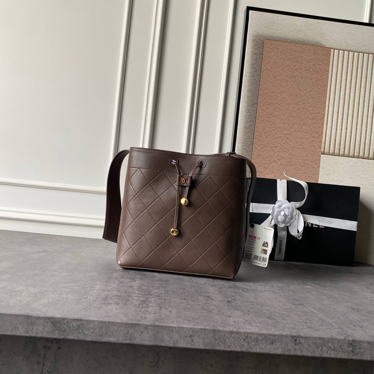 シャネル CHANEL マトラッセ ラムスキン チェーンショルダーバッグ ゴールド金具 レザー編み込みチェーン ブラック - 画像 10