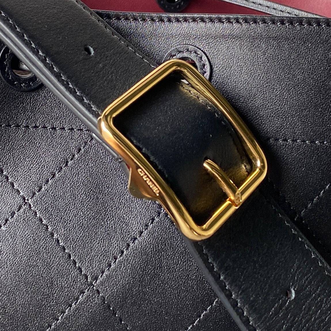 シャネル CHANEL マトラッセ ラムスキン チェーンショルダーバッグ ゴールド金具 レザー編み込みチェーン ブラック - 画像 20