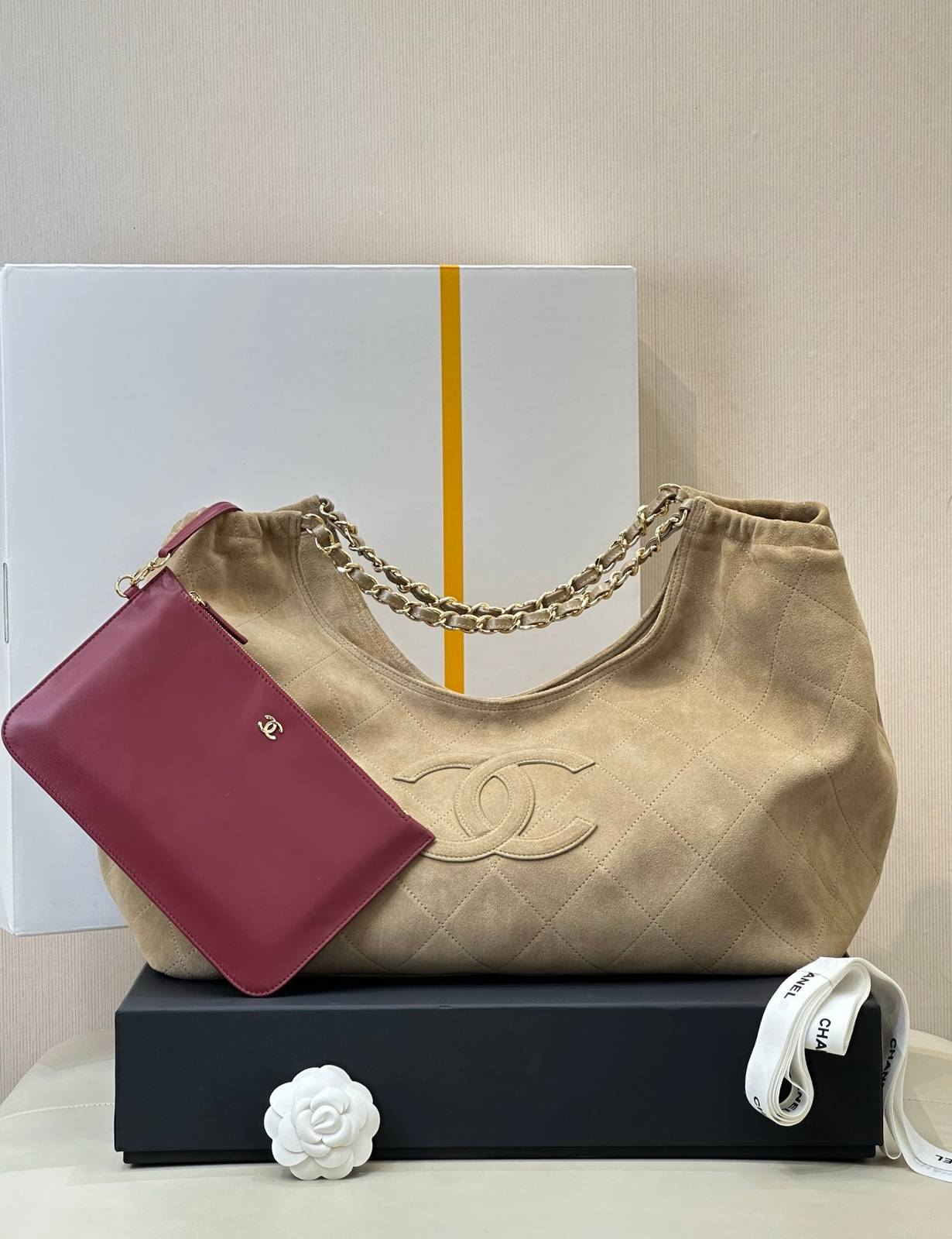 シャネル CHANEL AS6475 マトラッセ ラムスキン トートバッグ プッシュロック ゴールド金具 ベージュ レデ