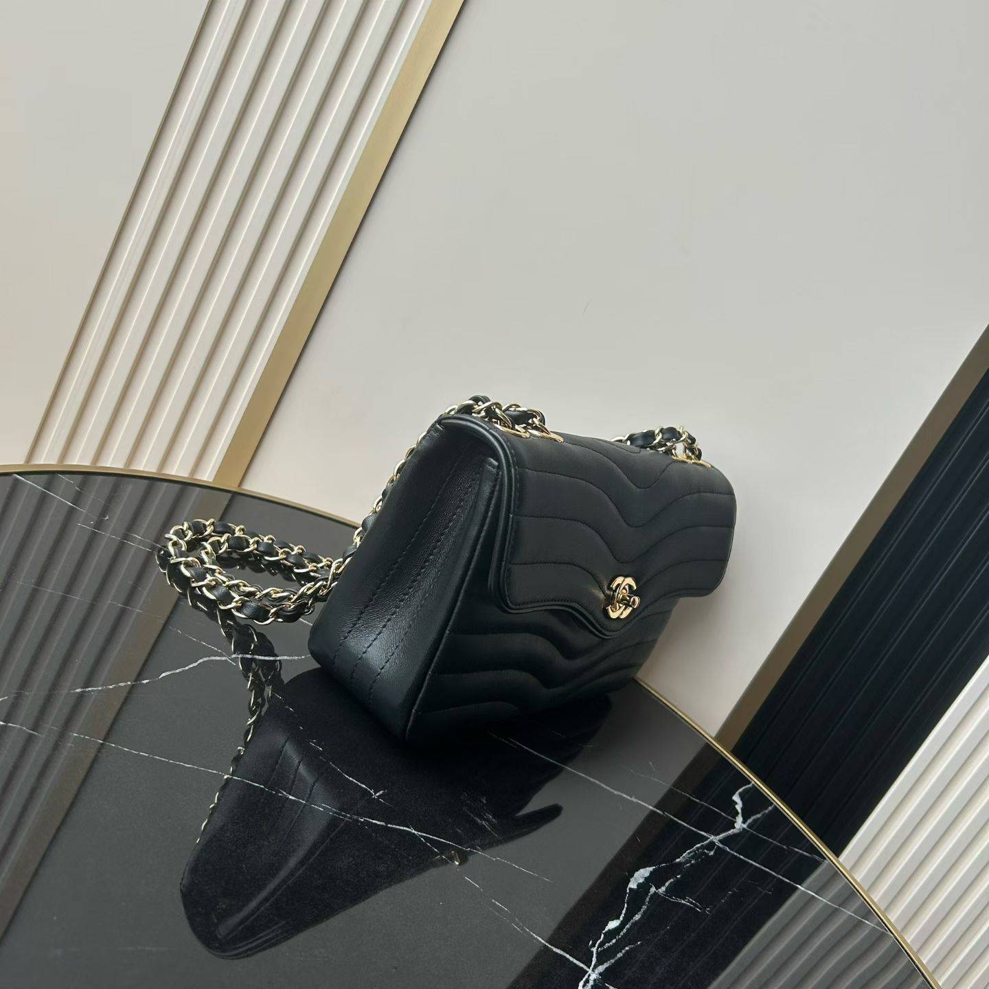 シャネル CHANEL マトラッセ チェーンショルダーバッグ キャビアスキン ブラック ゴールド金具 レディース - 画像 18