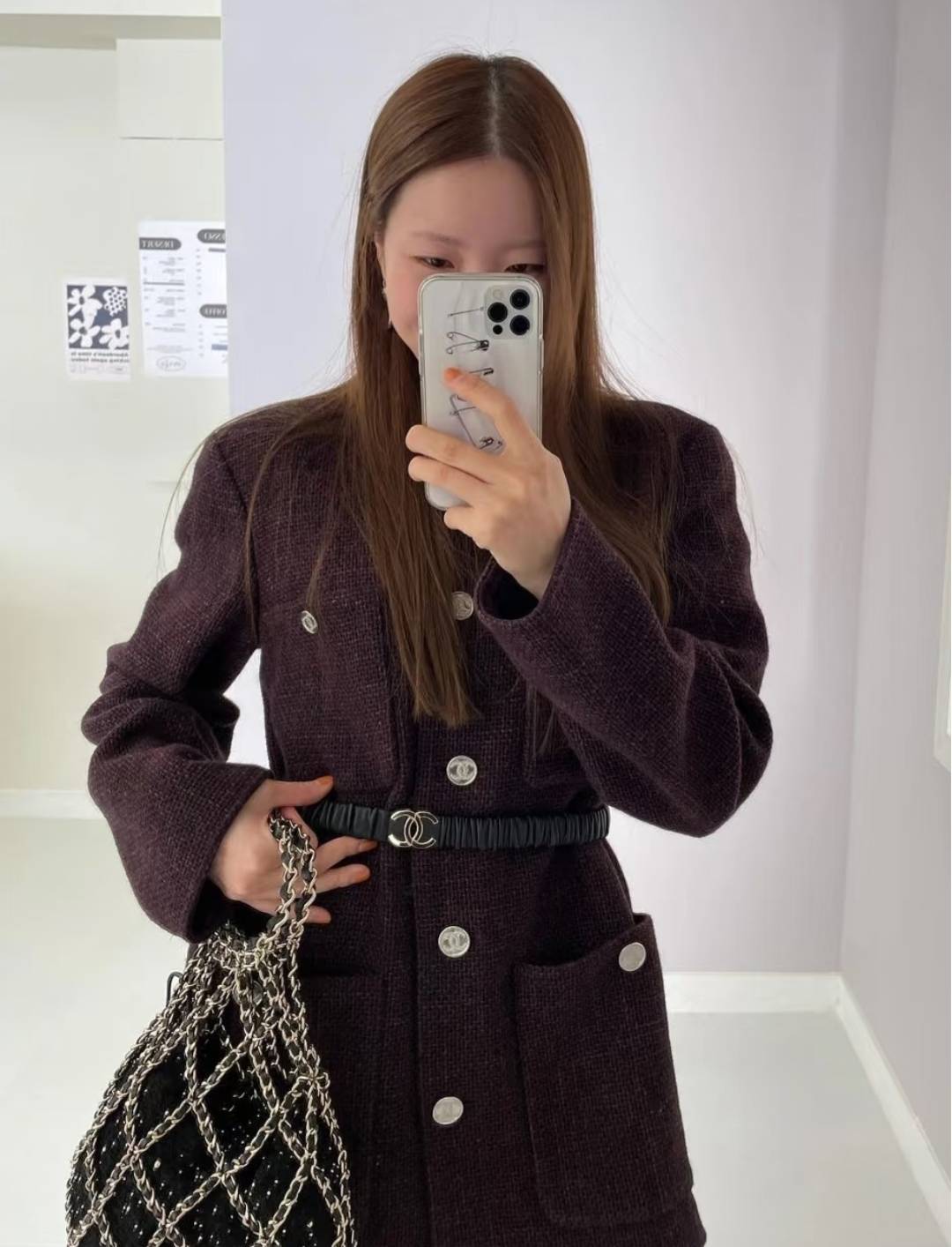 シャネル CHANEL マトラッセ キャビアスキン チェーンショルダーバッグ ブラック ゴールド金具 レディース - 画像 5